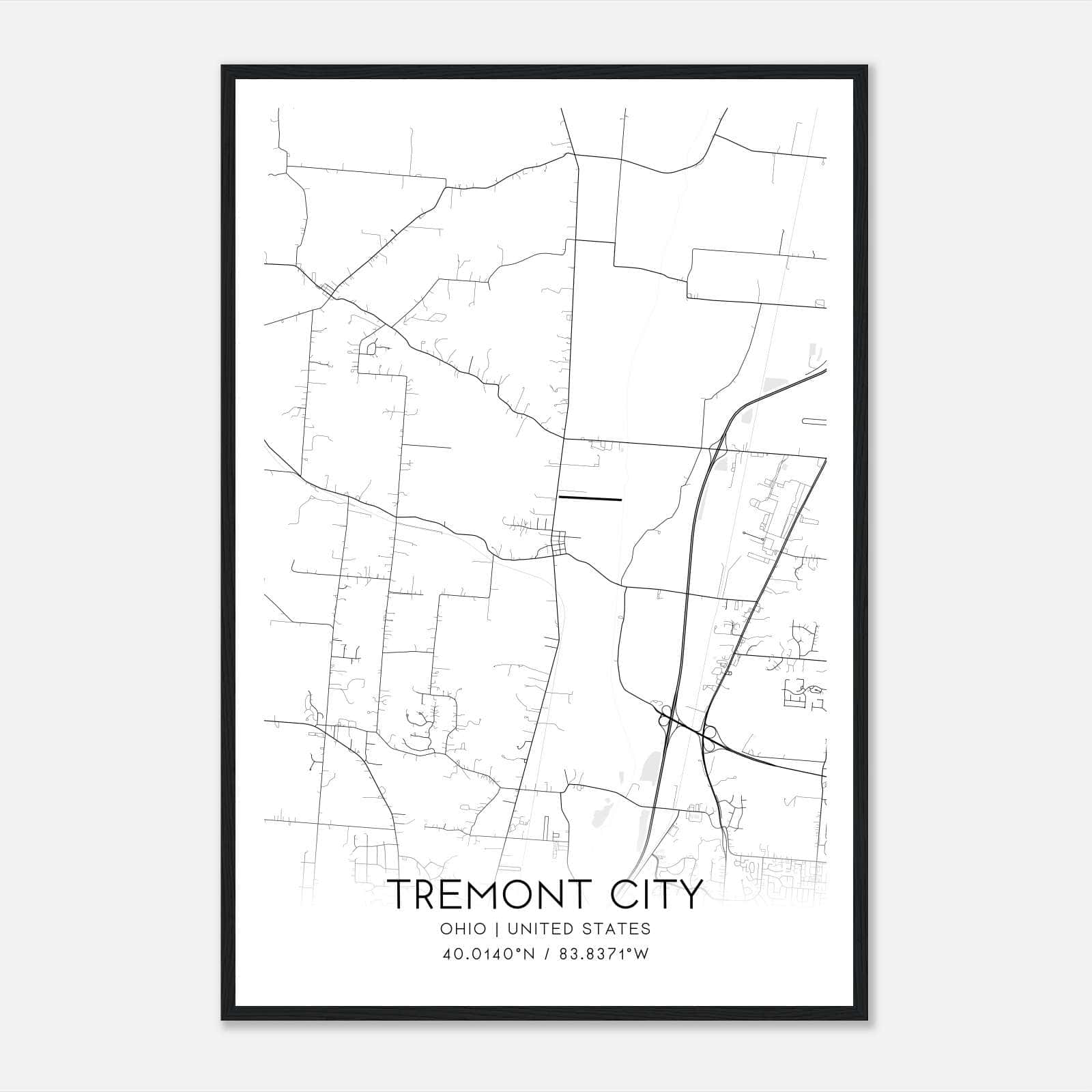 Tremont City Ohio Map Poster, Modern Home Decor Wall Art Print Tremont City Ohio Map Poster, Modern Home Decor Wall Art Print
