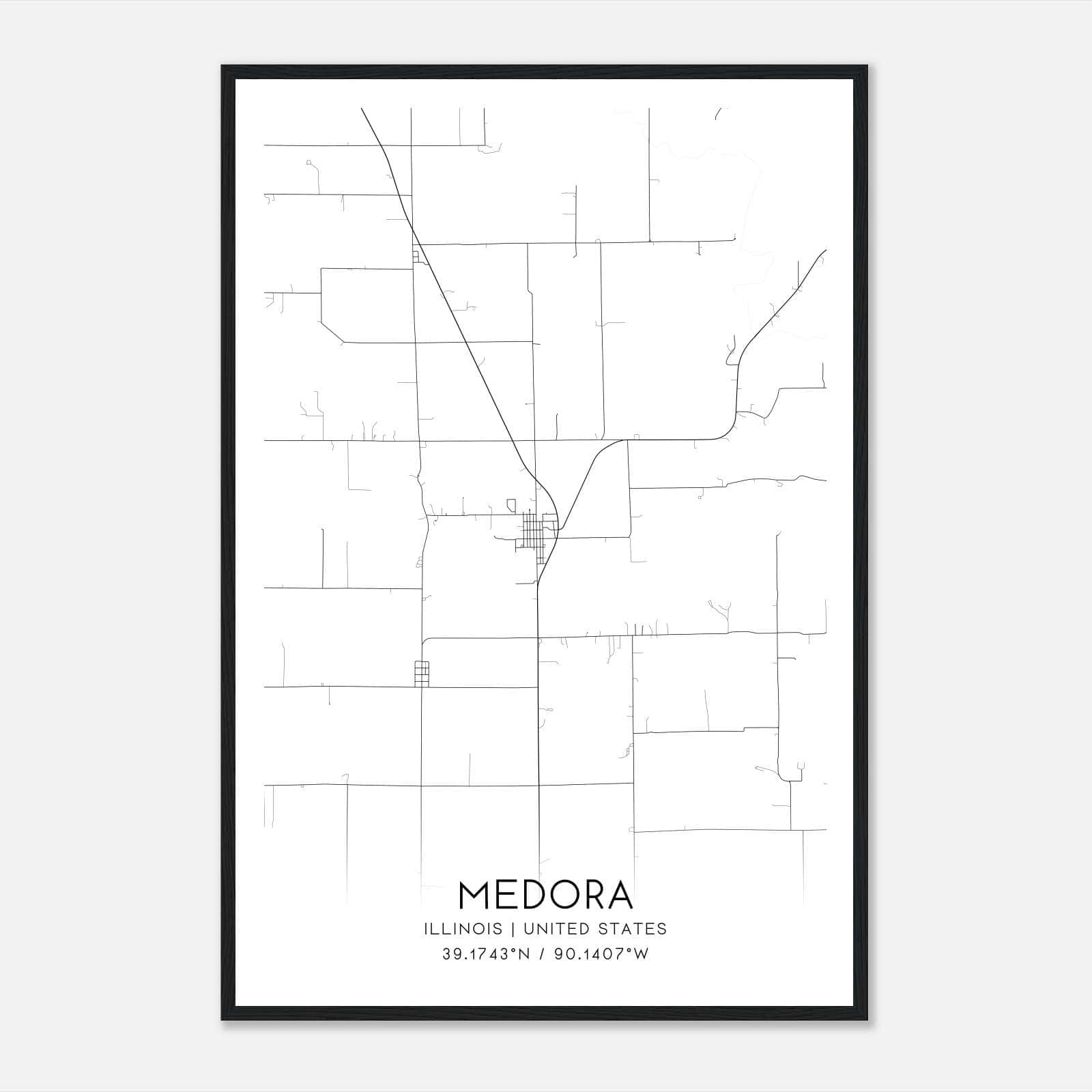Medora Illinois Map Poster, Modern Home Decor Wall Art Print Medora Illinois Map Poster, Modern Home Decor Wall Art Print