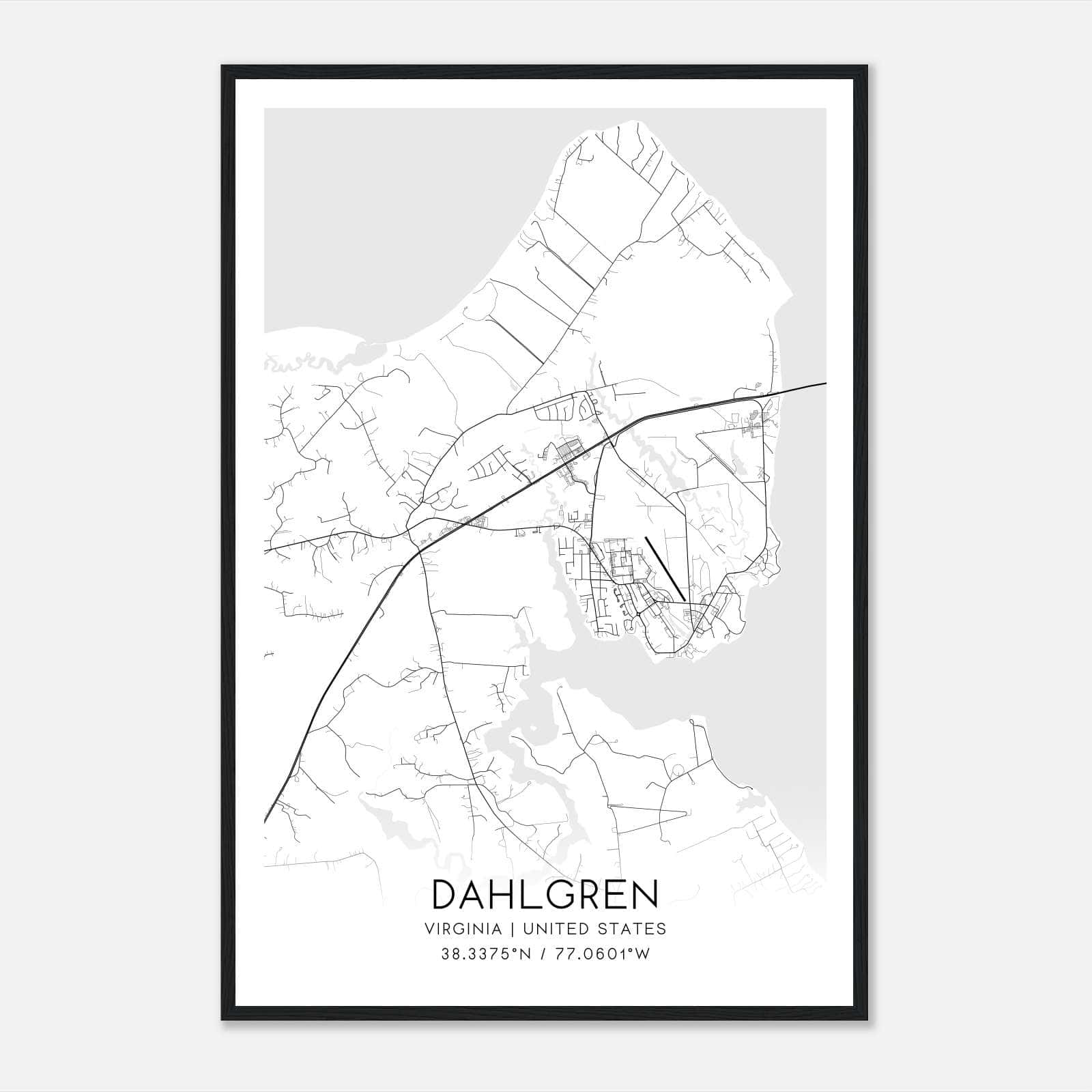 Dahlgren Virginia Map Poster, Modern Home Decor Wall Art Print Dahlgren Virginia Map Poster, Modern Home Decor Wall Art Print