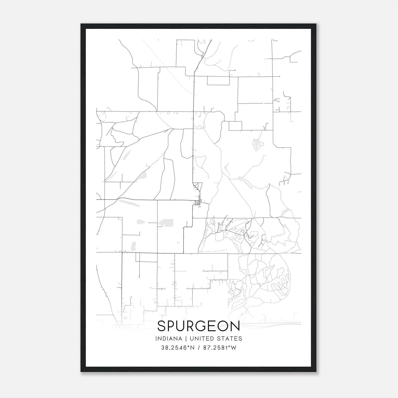 Spurgeon Indiana Map Poster, Modern Home Decor Wall Art Print Spurgeon Indiana Map Poster, Modern Home Decor Wall Art Print