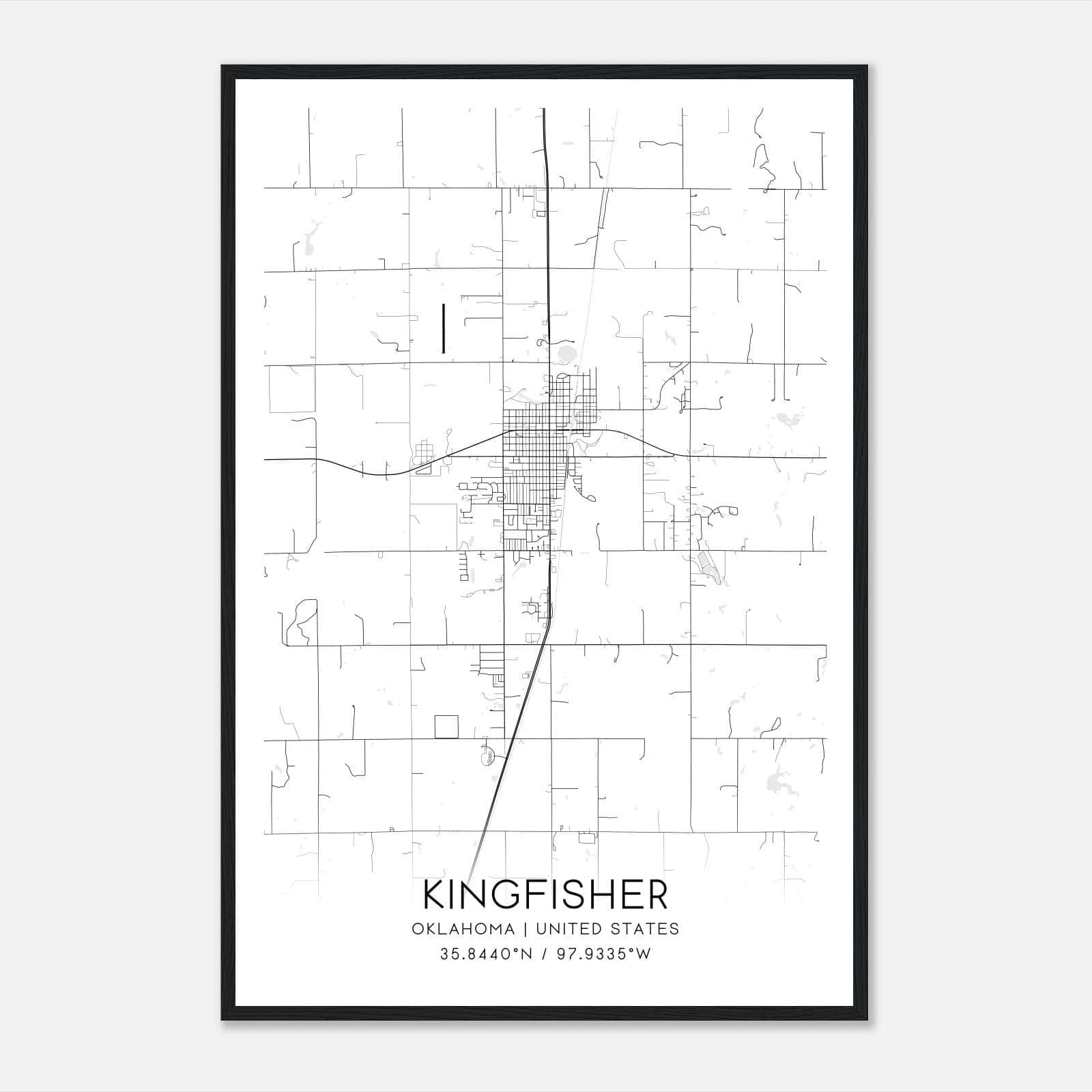 Kingfisher Oklahoma Map Poster, Modern Home Decor Wall Art Print Kingfisher Oklahoma Map Poster, Modern Home Decor Wall Art Print