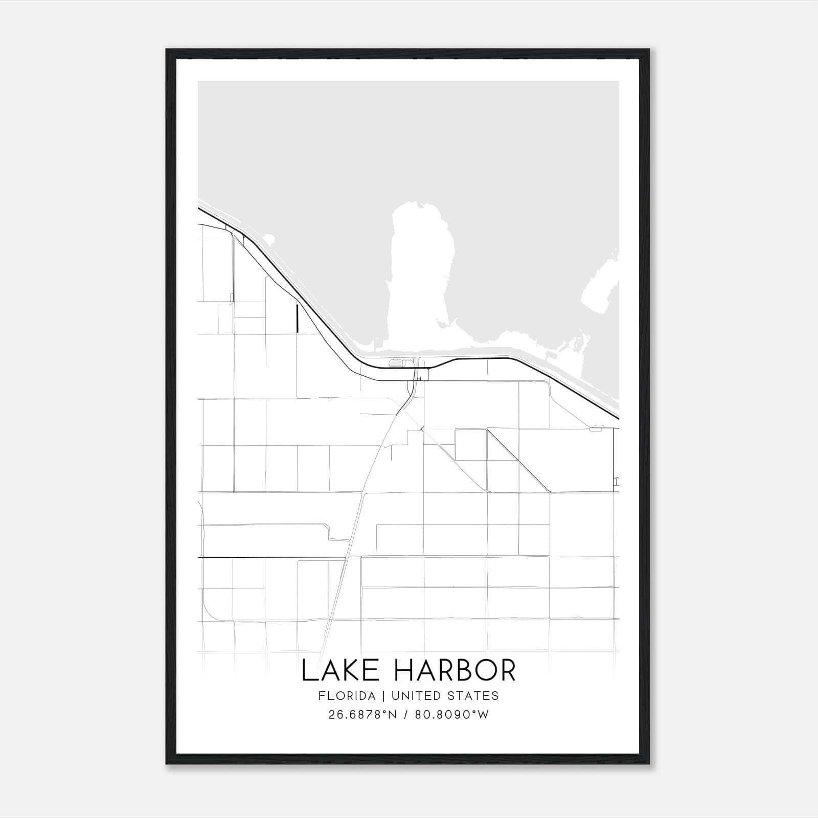 Lake Harbor Florida Map Poster, Modern Home Decor Wall Art Print Lake Harbor Florida Map Poster, Modern Home Decor Wall Art Print