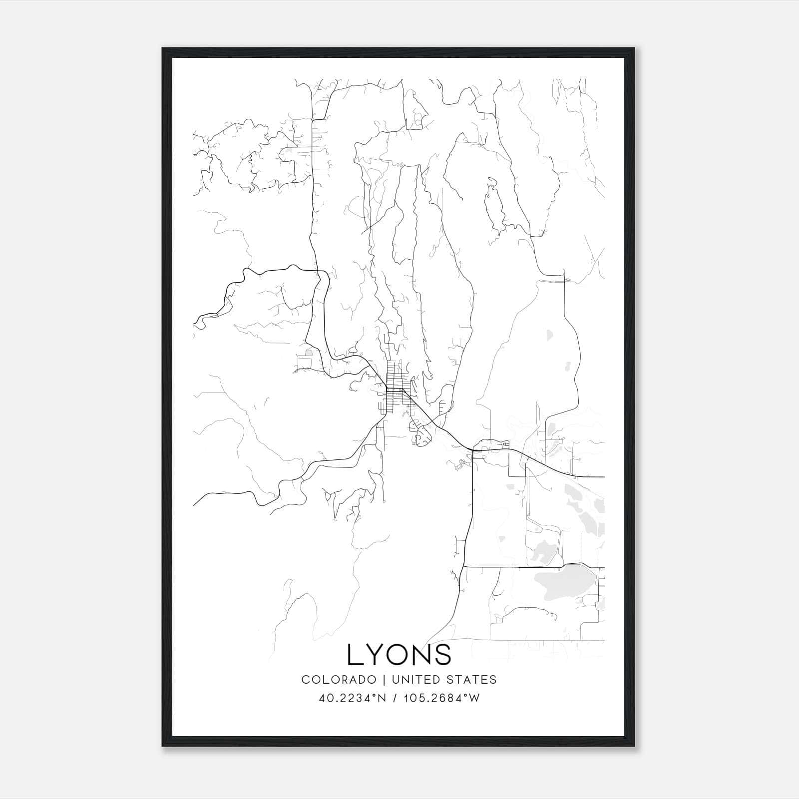 Lyons Colorado Map Poster, Modern Home Decor Wall Art Print Lyons Colorado Map Poster, Modern Home Decor Wall Art Print