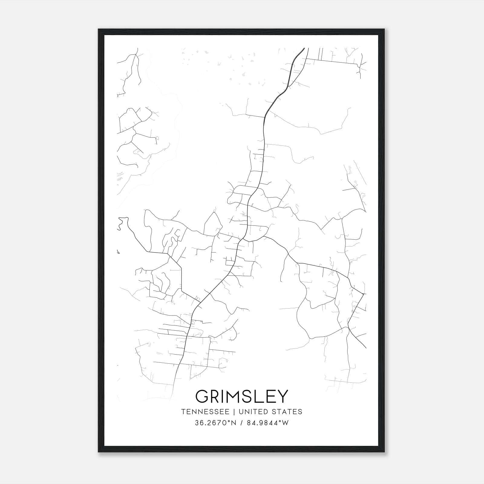 Grimsley Tennessee Map Poster, Modern Home Decor Wall Art Print Grimsley Tennessee Map Poster, Modern Home Decor Wall Art Print