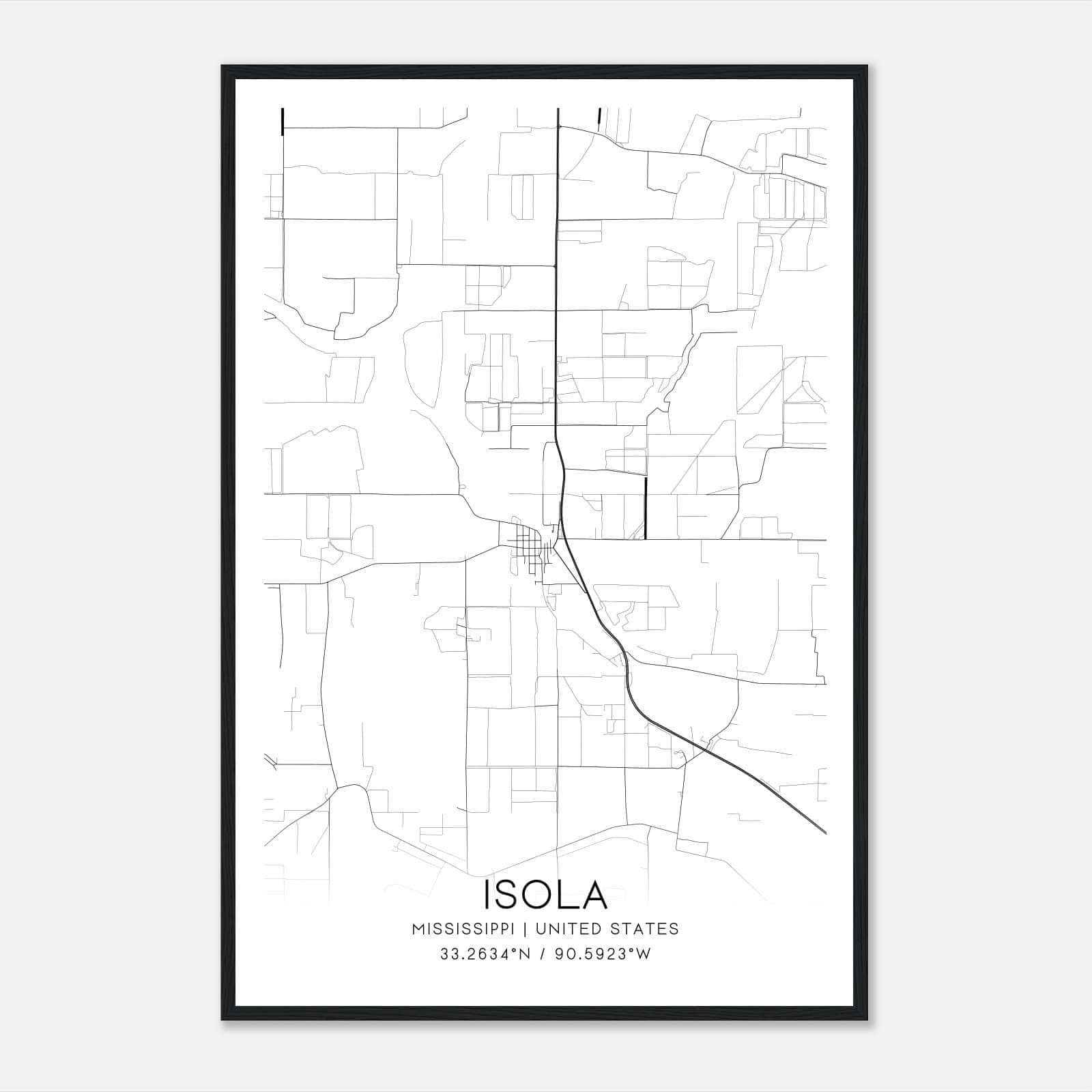 Isola Mississippi Map Poster, Modern Home Decor Wall Art Print Isola Mississippi Map Poster, Modern Home Decor Wall Art Print