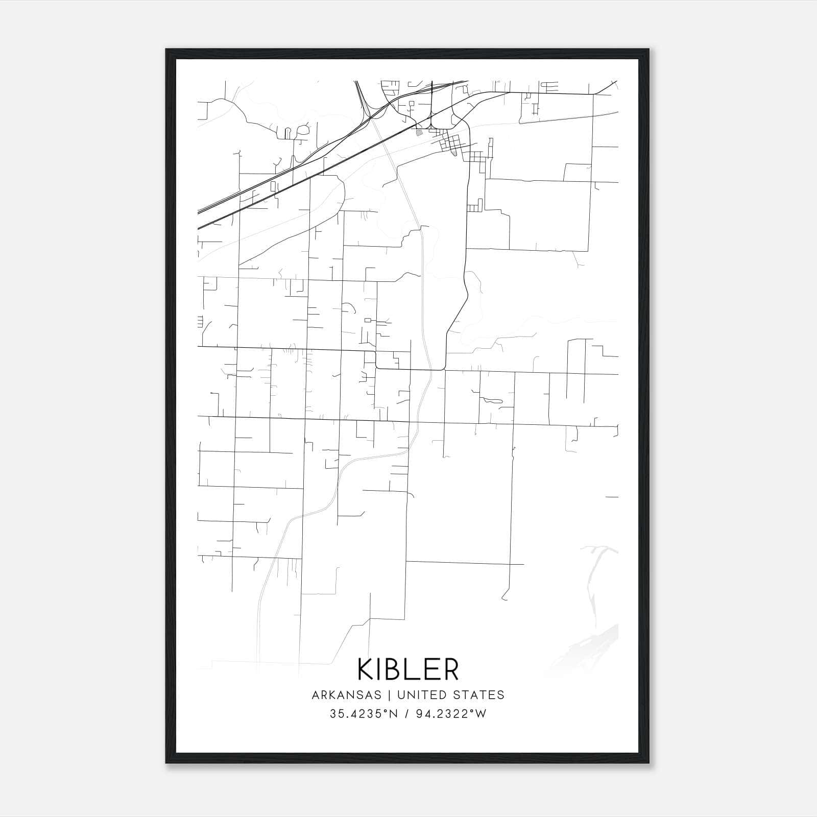 Kibler Arkansas Map Poster, Modern Home Decor Wall Art Print Kibler Arkansas Map Poster, Modern Home Decor Wall Art Print