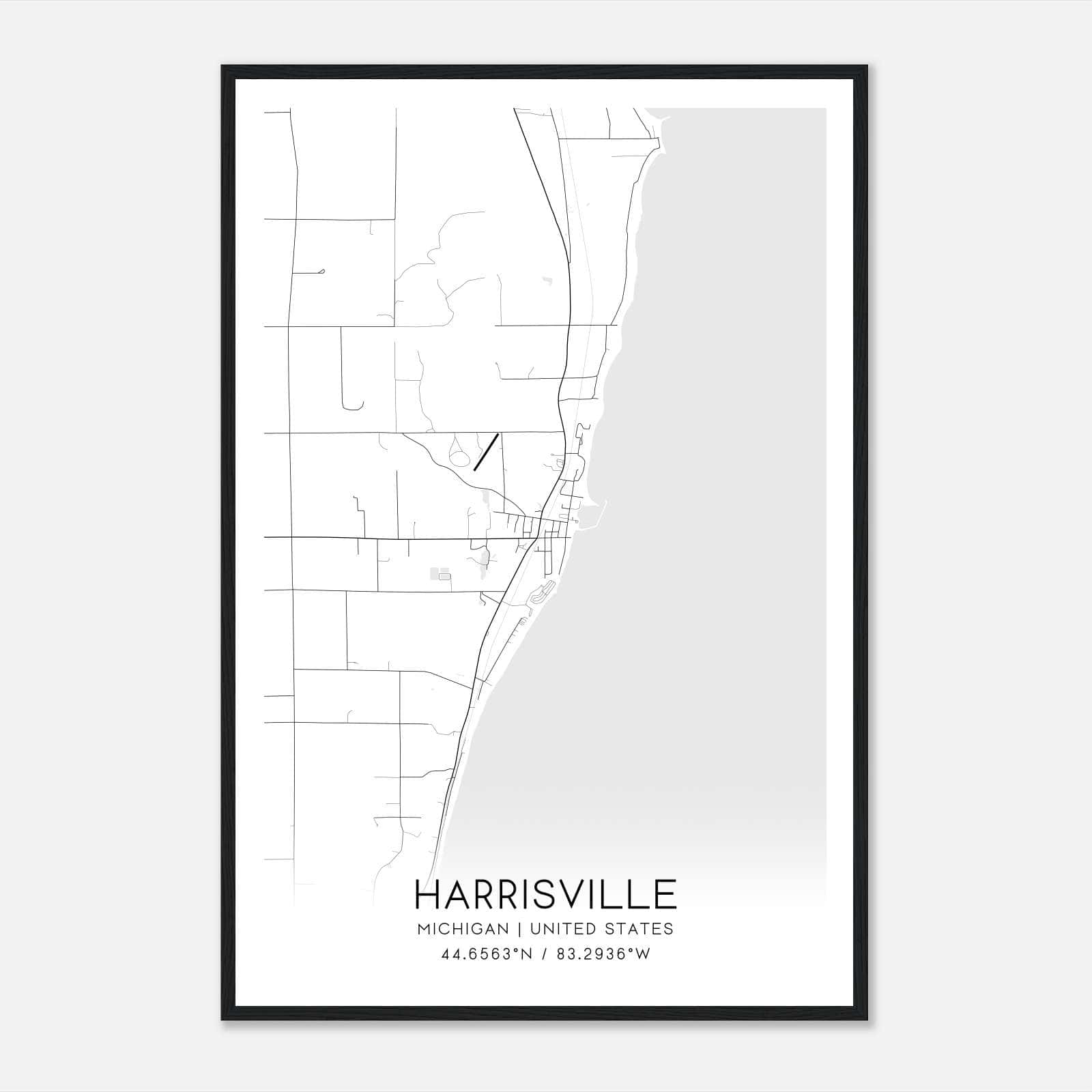 Harrisville Michigan Map Poster, Modern Home Decor Wall Art Print Harrisville Michigan Map Poster, Modern Home Decor Wall Art Print