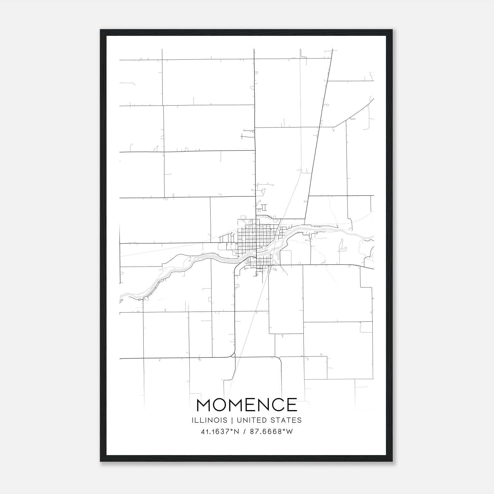 Momence Illinois Map Poster, Modern Home Decor Wall Art Print Momence Illinois Map Poster, Modern Home Decor Wall Art Print