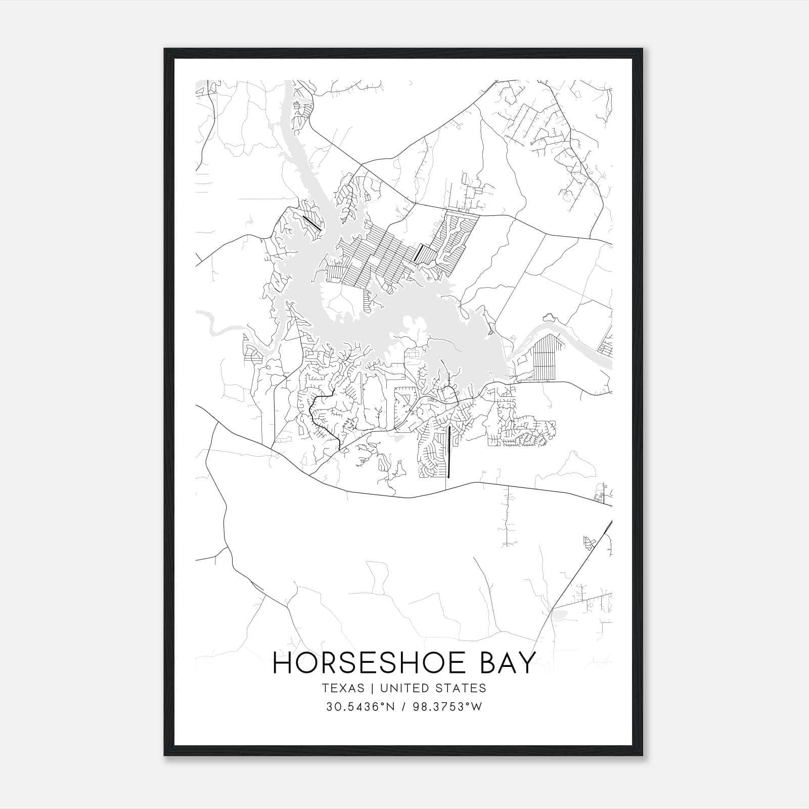 Horseshoe Bay Texas Map Poster, Modern Home Decor Wall Art Print Horseshoe Bay Texas Map Poster, Modern Home Decor Wall Art Print