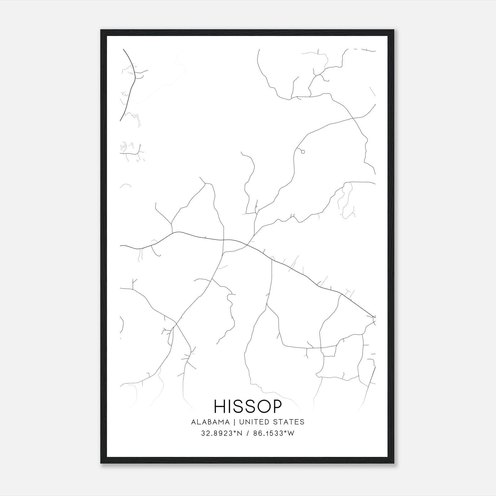 Hissop Alabama Map Poster, Modern Home Decor Wall Art Print Hissop Alabama Map Poster, Modern Home Decor Wall Art Print