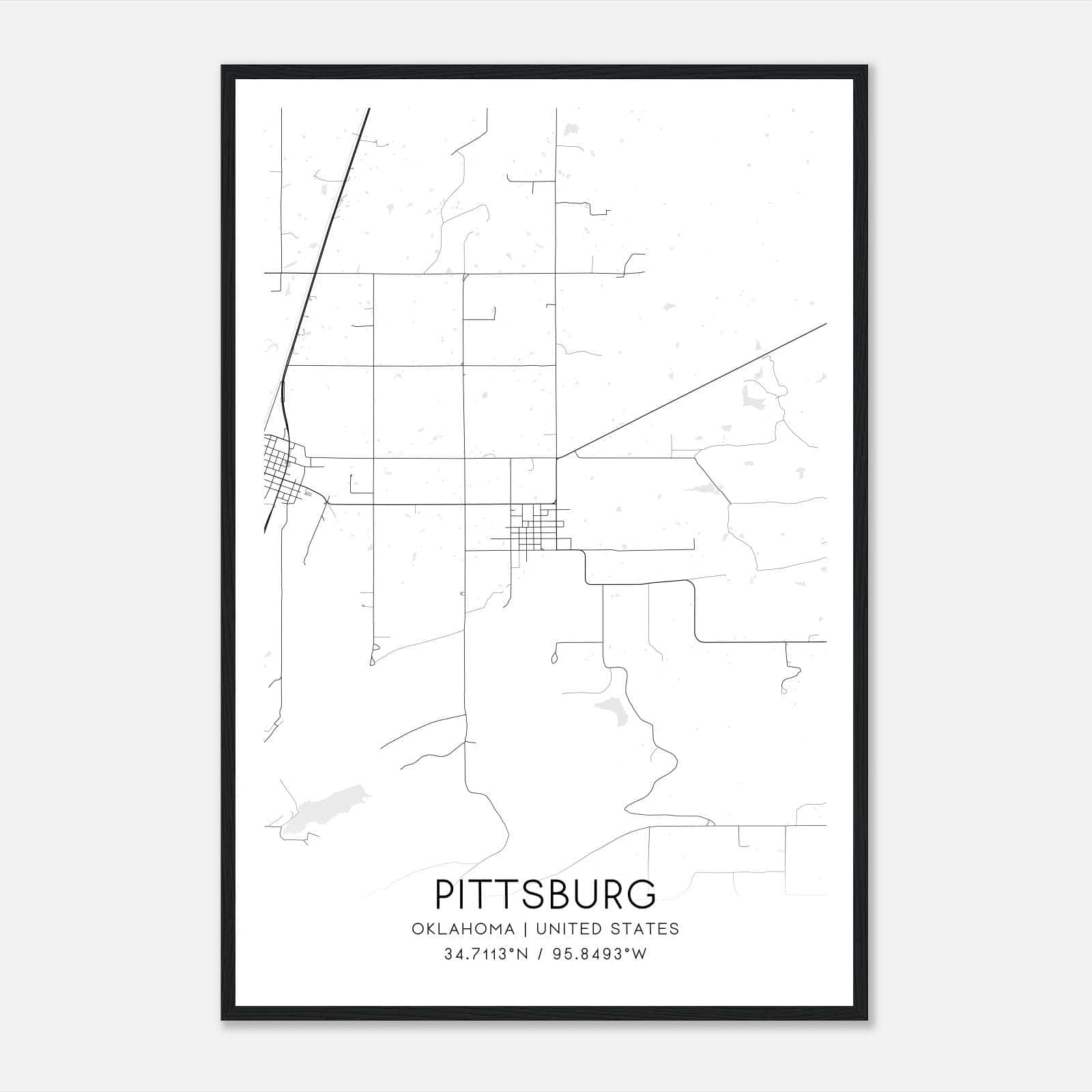 Pittsburg Oklahoma Map Poster, Modern Home Decor Wall Art Print Pittsburg Oklahoma Map Poster, Modern Home Decor Wall Art Print