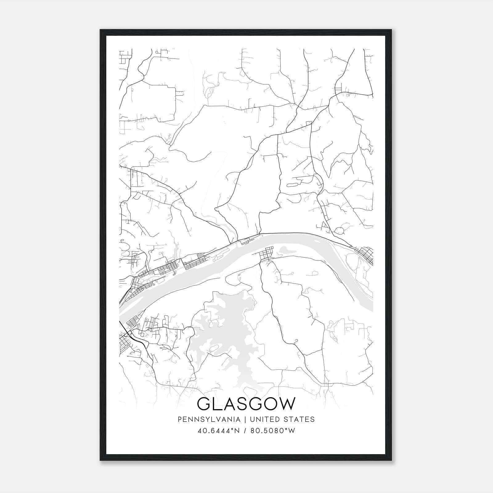 Glasgow Pennsylvania Map Poster, Modern Home Decor Wall Art Print Glasgow Pennsylvania Map Poster, Modern Home Decor Wall Art Print