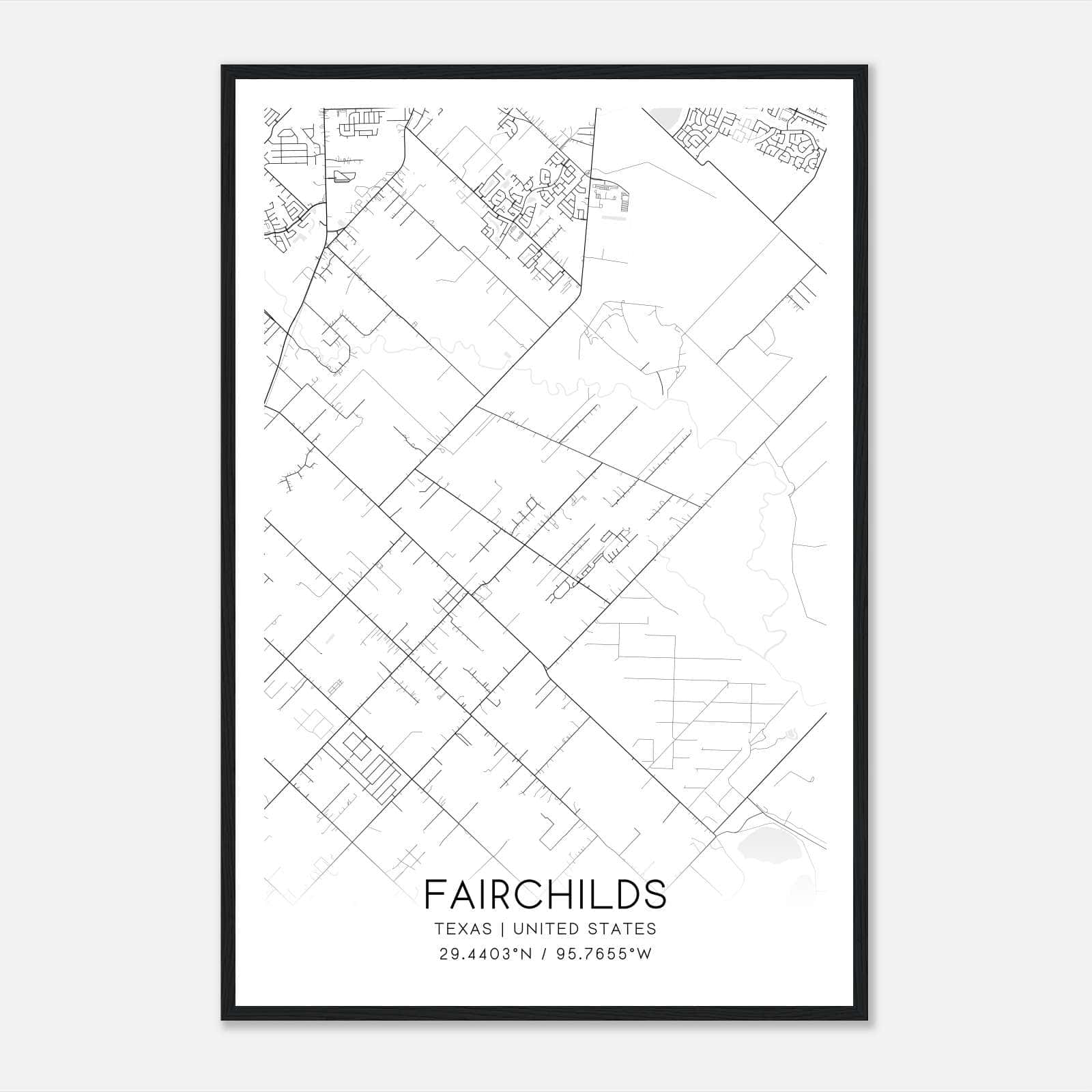 Fairchilds Texas Map Poster, Modern Home Decor Wall Art Print Fairchilds Texas Map Poster, Modern Home Decor Wall Art Print