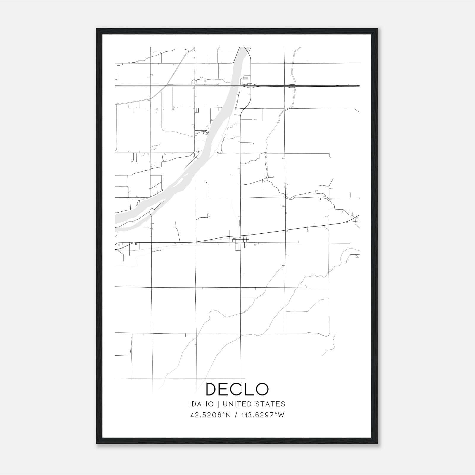 Declo Idaho Map Poster, Modern Home Decor Wall Art Print Declo Idaho Map Poster, Modern Home Decor Wall Art Print