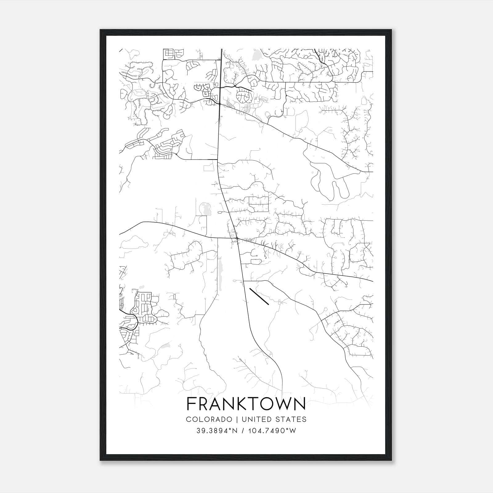 Franktown Colorado Map Poster, Modern Home Decor Wall Art Print Franktown Colorado Map Poster, Modern Home Decor Wall Art Print