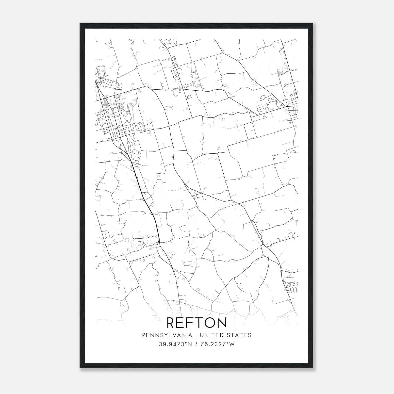 Refton Pennsylvania Map Poster, Modern Home Decor Wall Art Print Refton Pennsylvania Map Poster, Modern Home Decor Wall Art Print