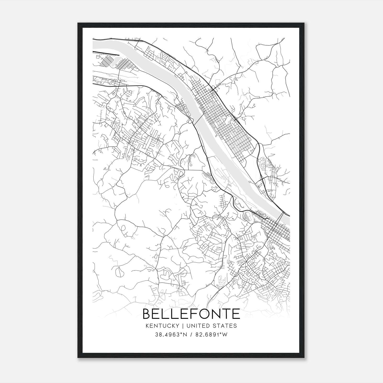 Bellefonte Kentucky Map Poster, Modern Home Decor Wall Art Print Bellefonte Kentucky Map Poster, Modern Home Decor Wall Art Print