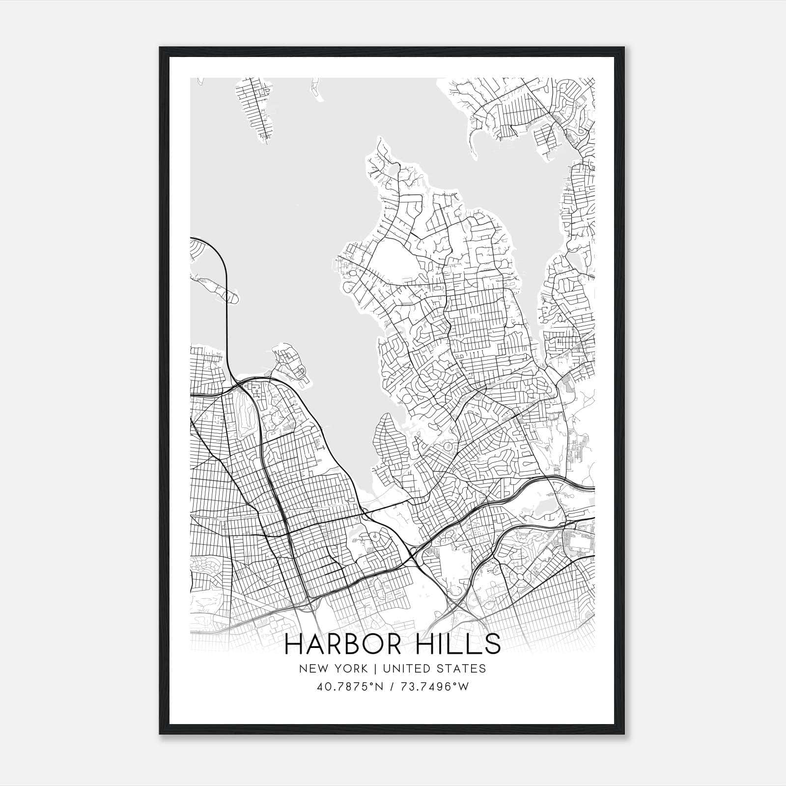 Harbor Hills New York Map Poster, Modern Home Decor Wall Art Print Harbor Hills New York Map Poster, Modern Home Decor Wall Art Print