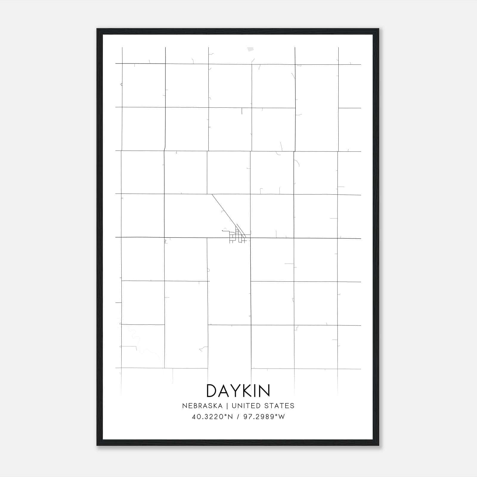 Daykin Nebraska Map Poster, Modern Home Decor Wall Art Print Daykin Nebraska Map Poster, Modern Home Decor Wall Art Print