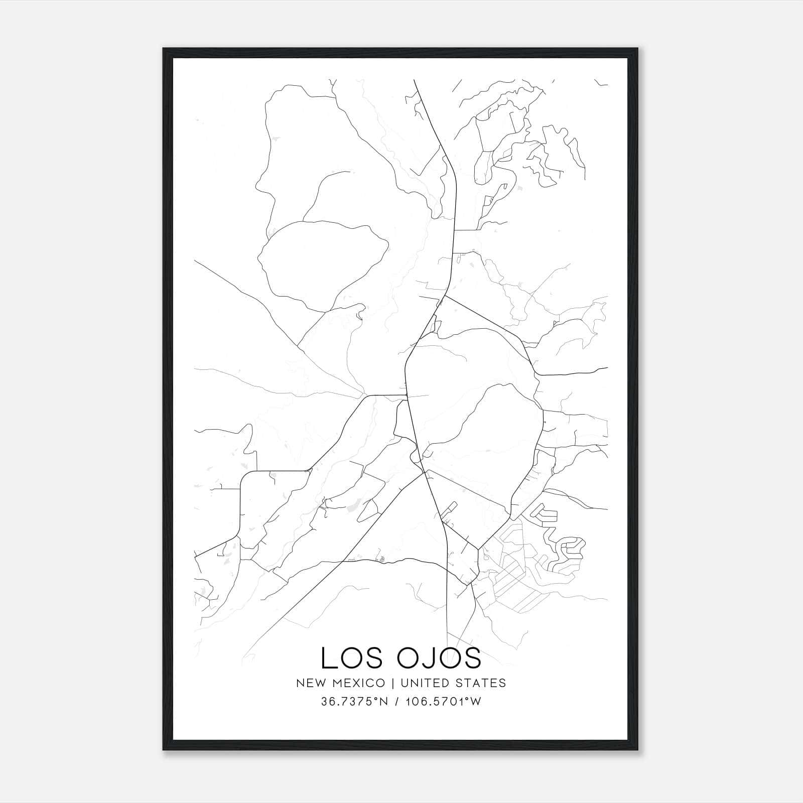 Los Ojos New Mexico Map Poster, Modern Home Decor Wall Art Print Los Ojos New Mexico Map Poster, Modern Home Decor Wall Art Print