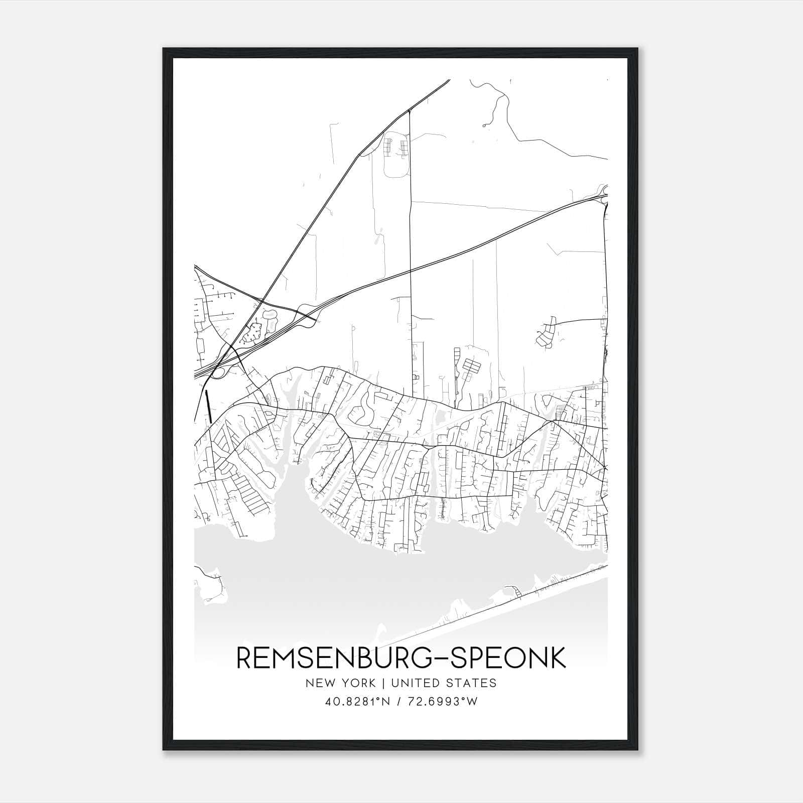Remsenburg-Speonk New York Map Poster, Modern Home Decor Wall Art Print Remsenburg-Speonk New York Map Poster, Modern Home Decor Wall Art Print