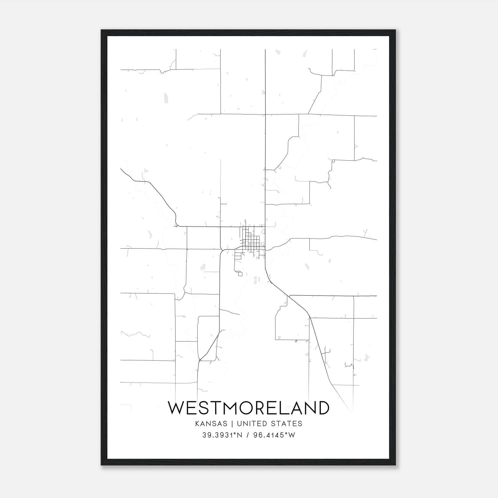 Westmoreland Kansas Map Poster, Modern Home Decor Wall Art Print Westmoreland Kansas Map Poster, Modern Home Decor Wall Art Print