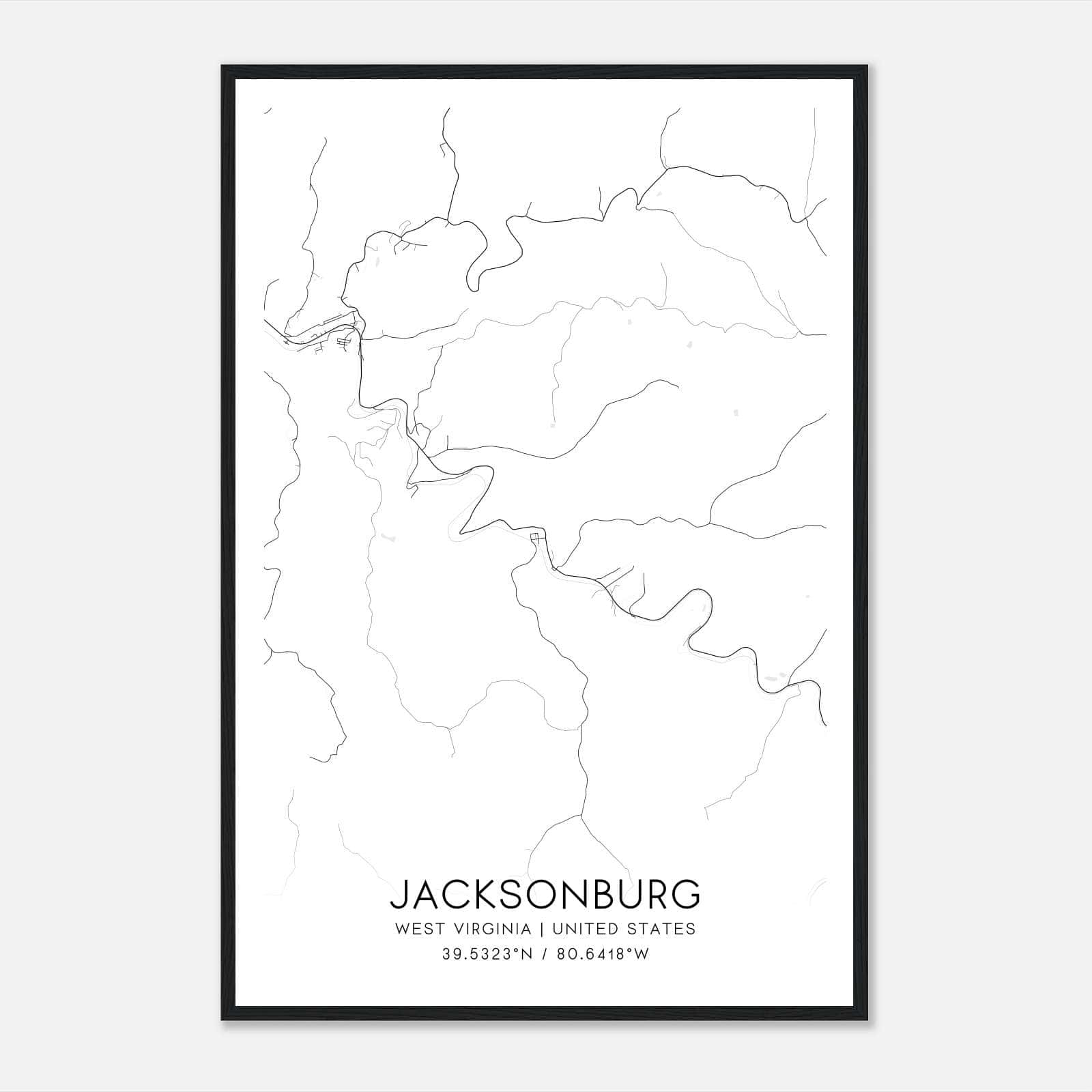 Jacksonburg West Virginia Map Poster, Modern Home Decor Wall Art Print Jacksonburg West Virginia Map Poster, Modern Home Decor Wall Art Print