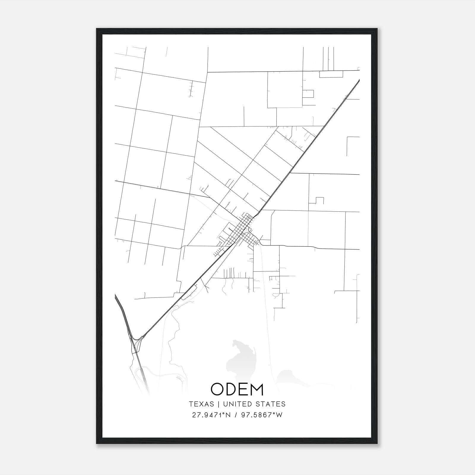 Odem Texas Map Poster, Modern Home Decor Wall Art Print Odem Texas Map Poster, Modern Home Decor Wall Art Print