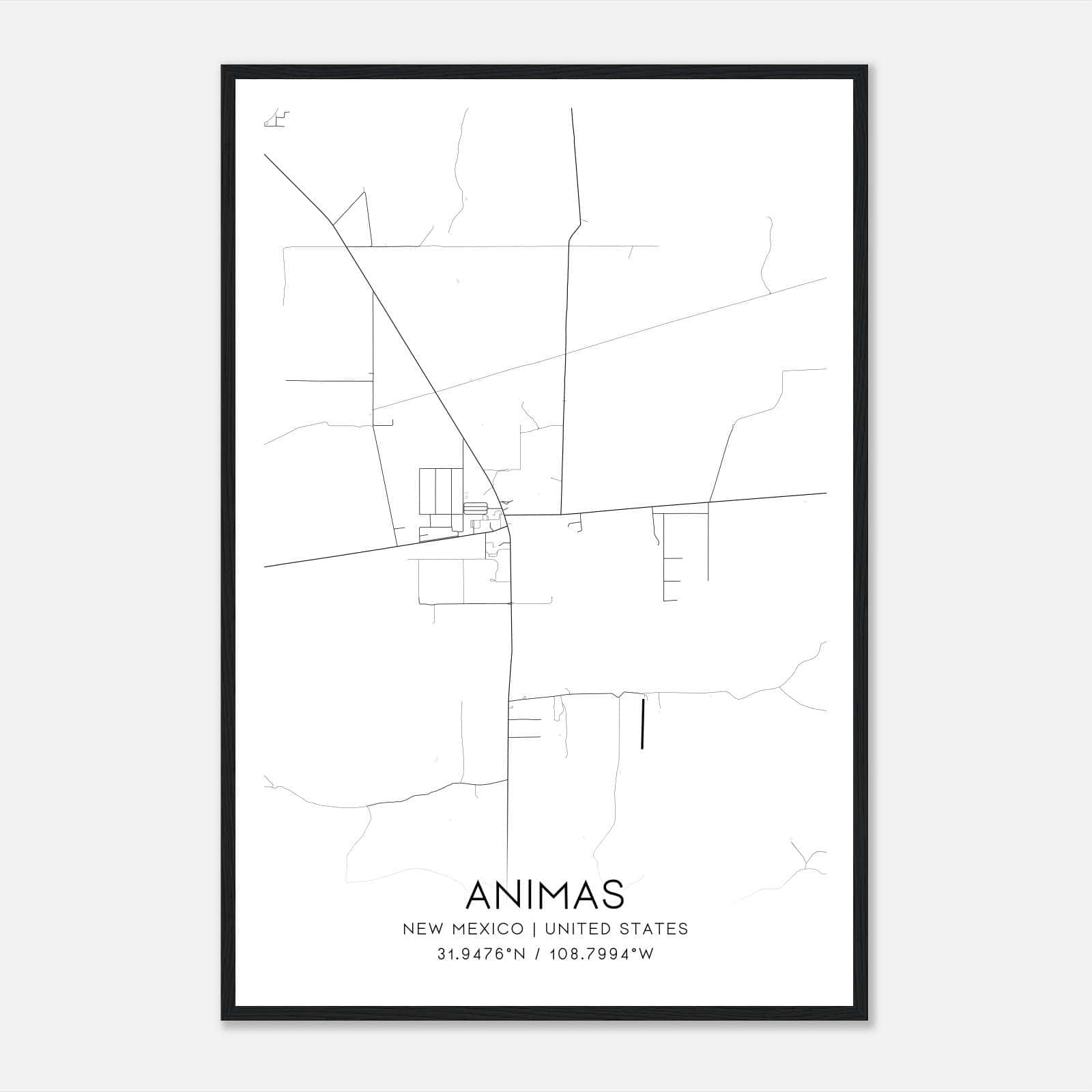Animas New Mexico Map Poster, Modern Home Decor Wall Art Print Animas New Mexico Map Poster, Modern Home Decor Wall Art Print