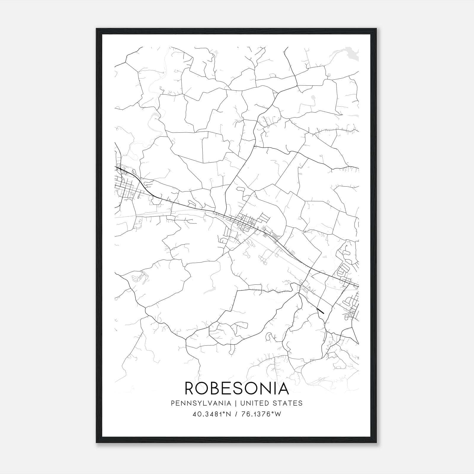 Robesonia Pennsylvania Map Poster, Modern Home Decor Wall Art Print Robesonia Pennsylvania Map Poster, Modern Home Decor Wall Art Print