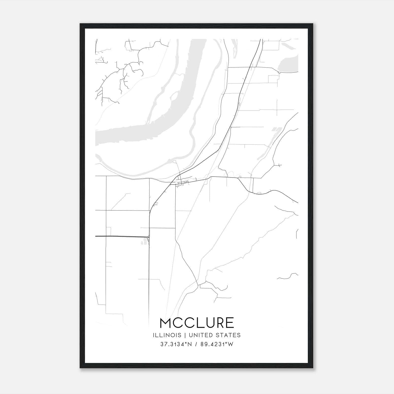 Mcclure Illinois Map Poster, Modern Home Decor Wall Art Print Mcclure Illinois Map Poster, Modern Home Decor Wall Art Print