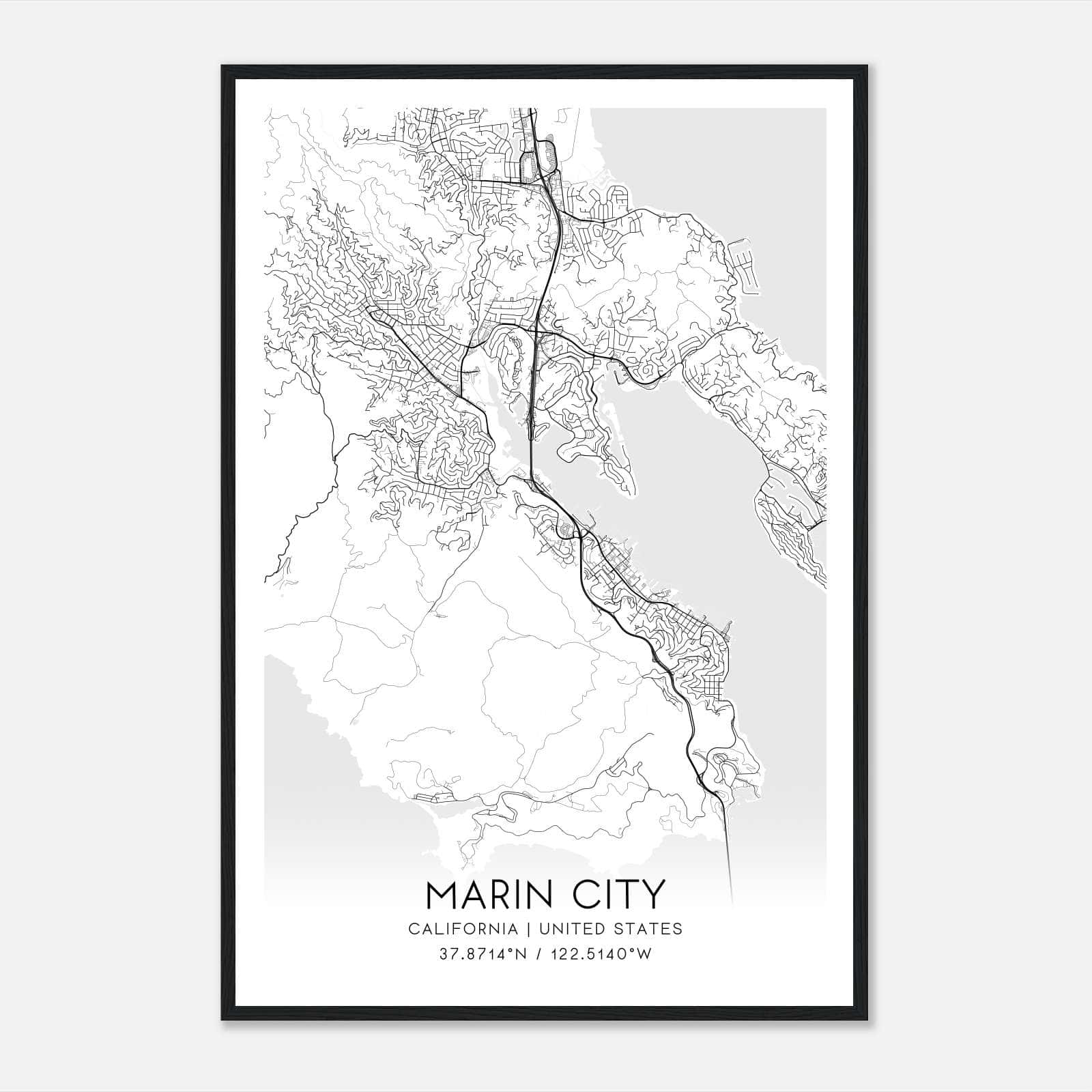 Marin City California Map Poster, Modern Home Decor Wall Art Print Marin City California Map Poster, Modern Home Decor Wall Art Print