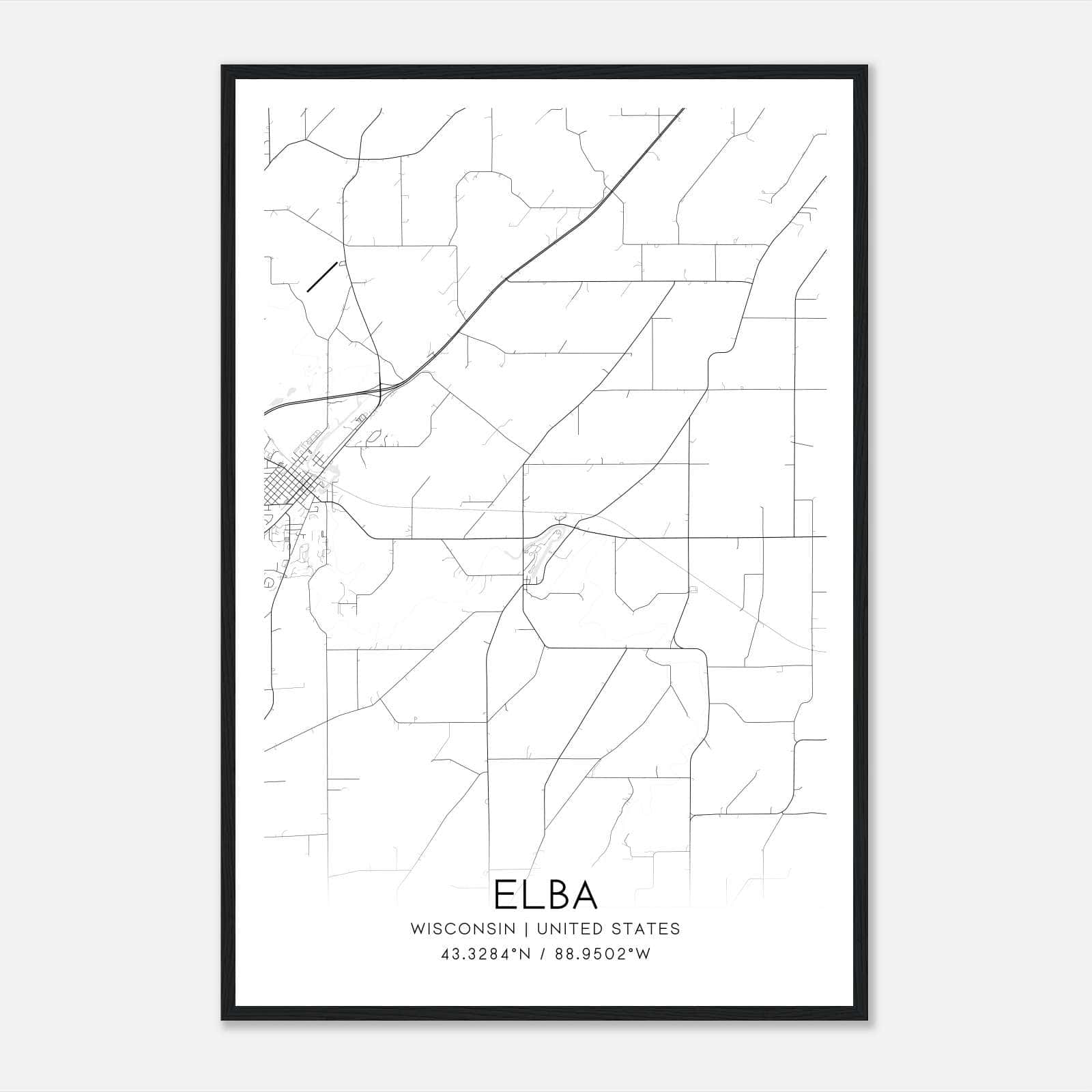 Elba Wisconsin Map Poster, Modern Home Decor Wall Art Print Elba Wisconsin Map Poster, Modern Home Decor Wall Art Print
