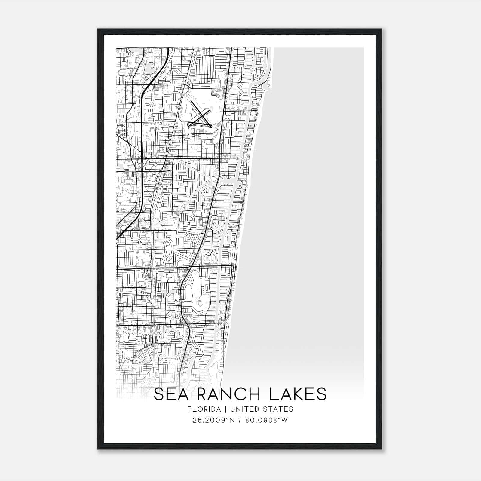 Sea Ranch Lakes Florida Map Poster, Modern Home Decor Wall Art Print Sea Ranch Lakes Florida Map Poster, Modern Home Decor Wall Art Print