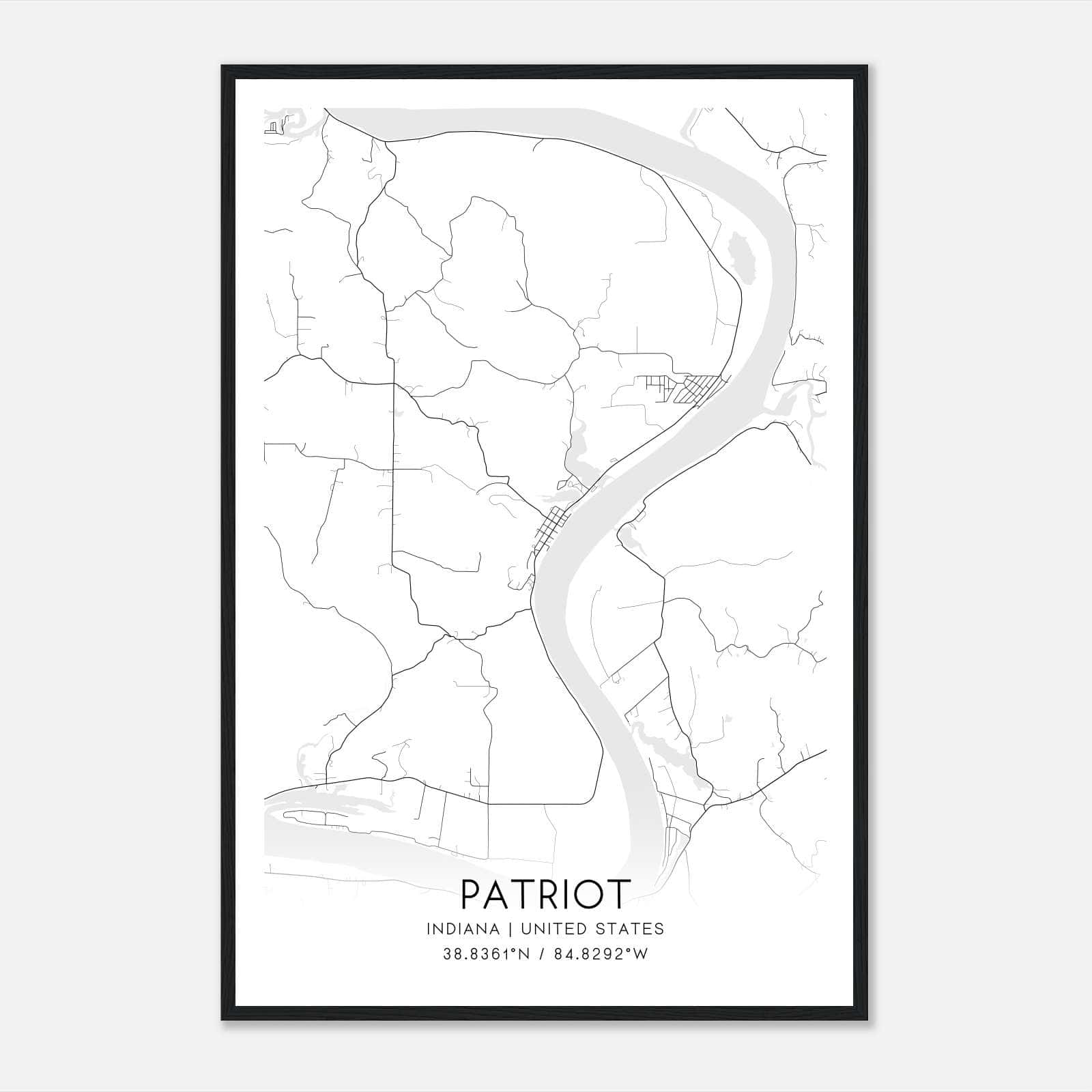 Patriot Indiana Map Poster, Modern Home Decor Wall Art Print Patriot Indiana Map Poster, Modern Home Decor Wall Art Print