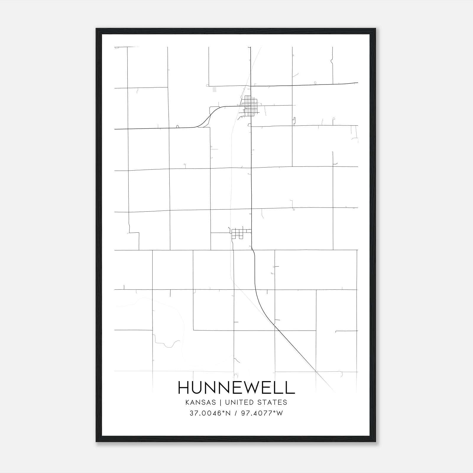 Hunnewell Kansas Map Poster, Modern Home Decor Wall Art Print Hunnewell Kansas Map Poster, Modern Home Decor Wall Art Print