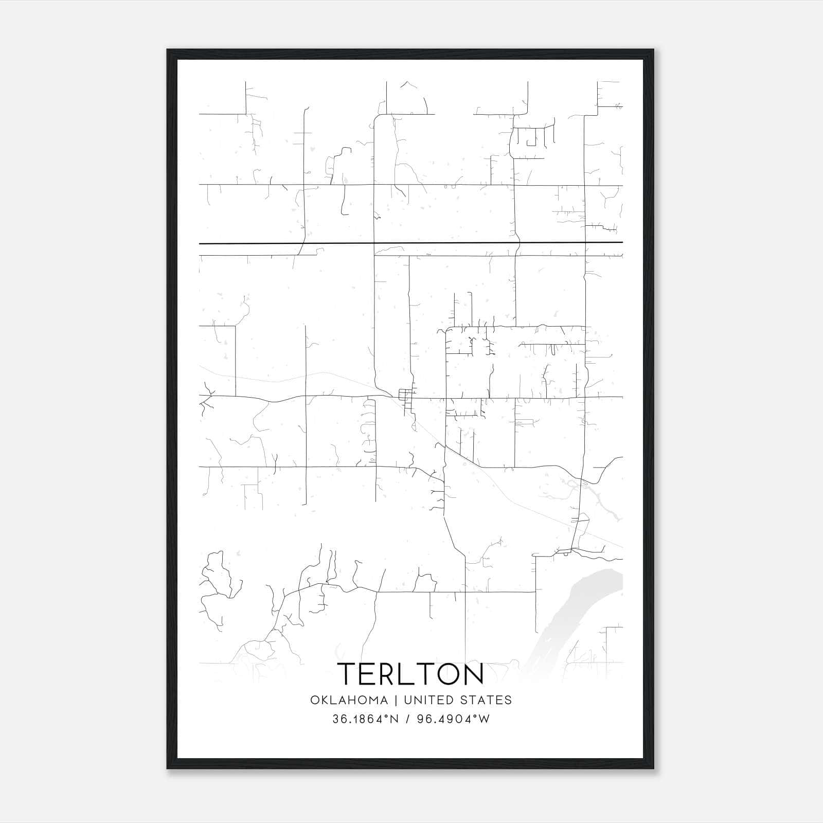 Terlton Oklahoma Map Poster, Modern Home Decor Wall Art Print Terlton Oklahoma Map Poster, Modern Home Decor Wall Art Print