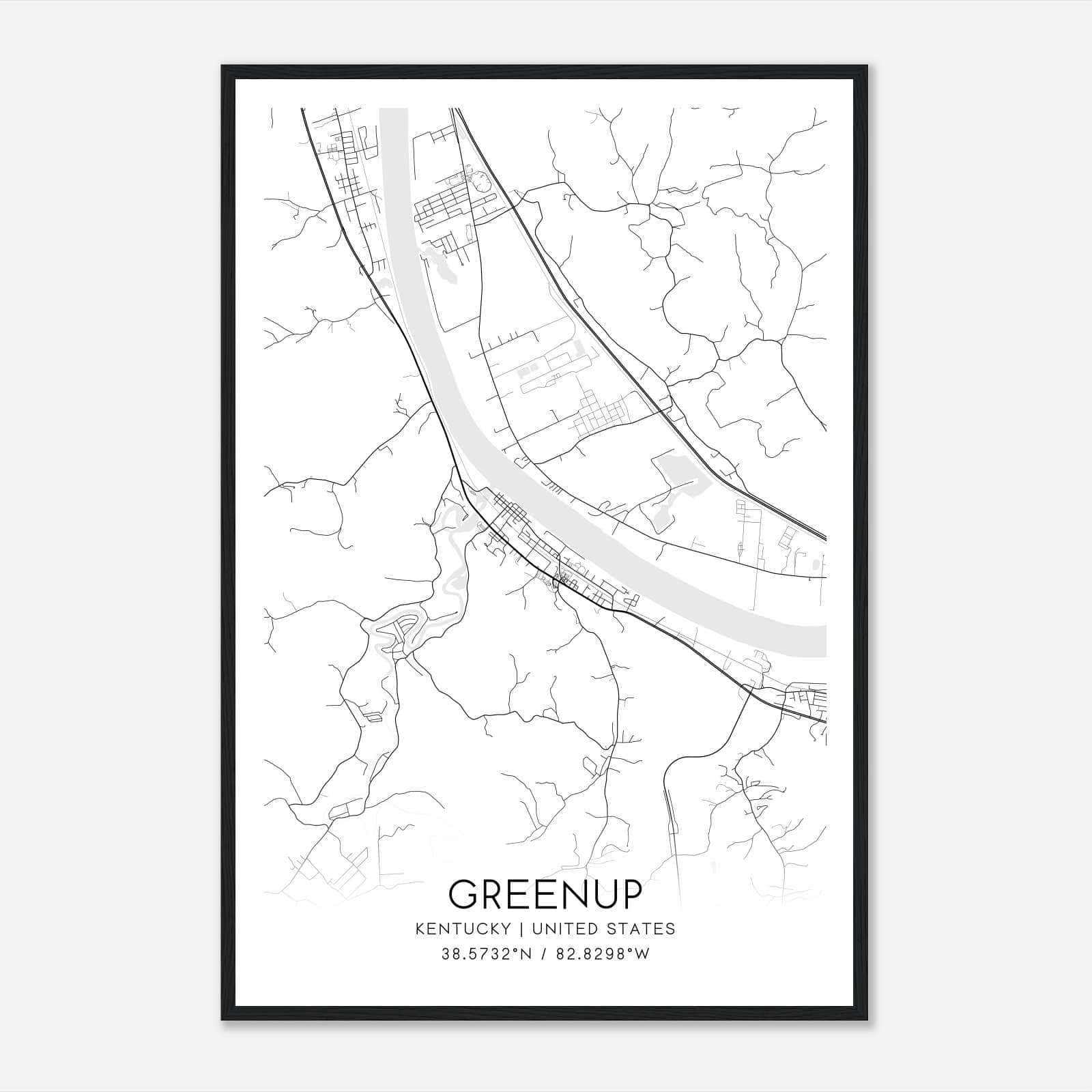 Greenup Kentucky Map Poster, Modern Home Decor Wall Art Print Greenup Kentucky Map Poster, Modern Home Decor Wall Art Print