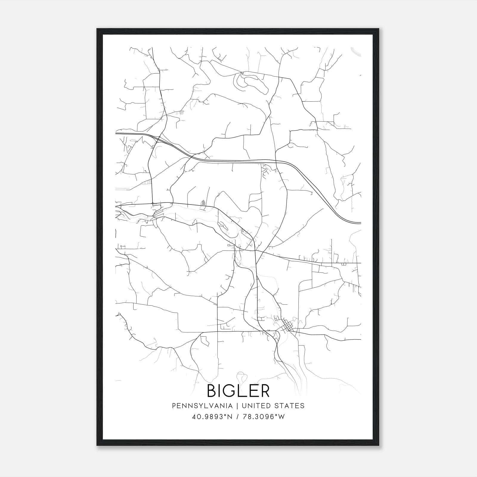 Bigler Pennsylvania Map Poster, Modern Home Decor Wall Art Print Bigler Pennsylvania Map Poster, Modern Home Decor Wall Art Print