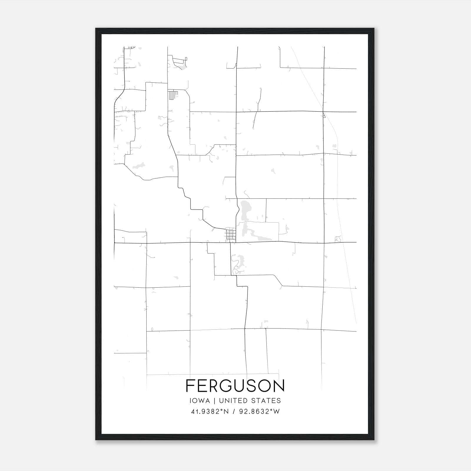 Ferguson Iowa Map Poster, Modern Home Decor Wall Art Print Ferguson Iowa Map Poster, Modern Home Decor Wall Art Print