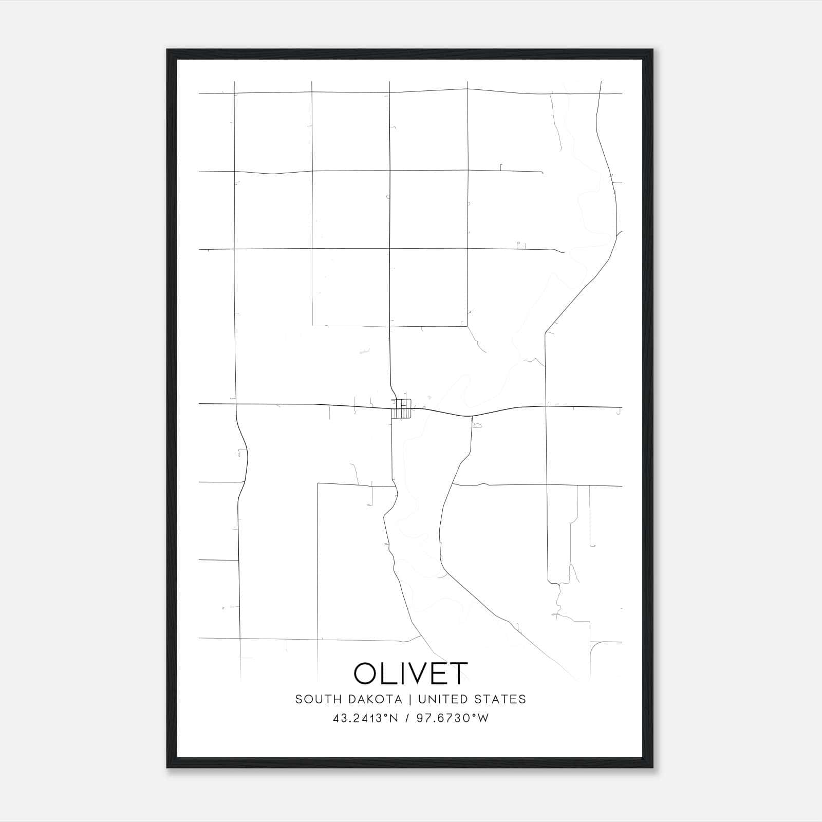 Olivet South Dakota Map Poster, Modern Home Decor Wall Art Print Olivet South Dakota Map Poster, Modern Home Decor Wall Art Print