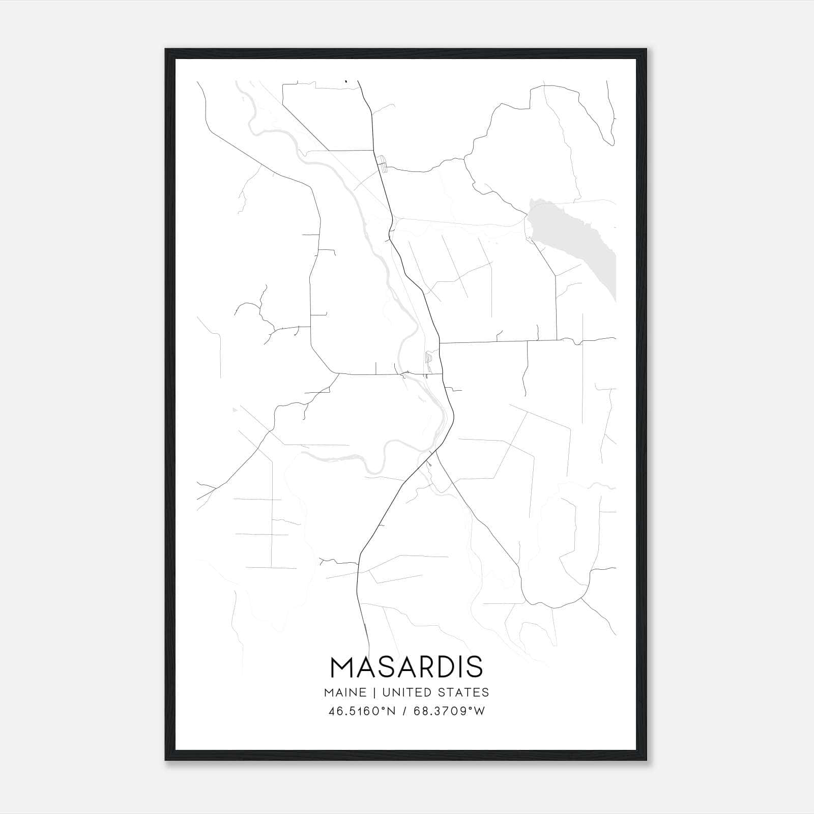 Masardis Maine Map Poster, Modern Home Decor Wall Art Print Masardis Maine Map Poster, Modern Home Decor Wall Art Print