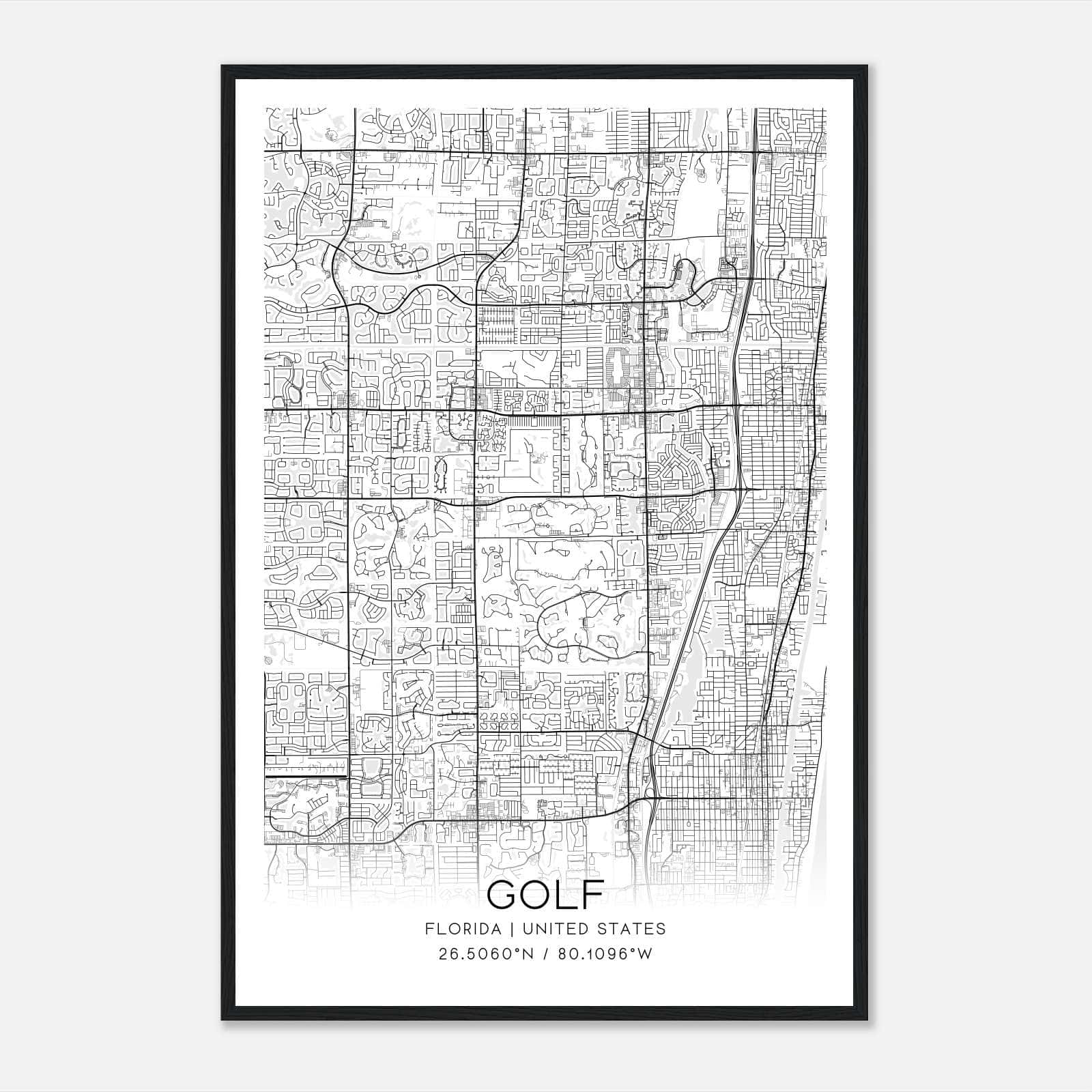 Golf Florida Map Poster, Modern Home Decor Wall Art Print Golf Florida Map Poster, Modern Home Decor Wall Art Print