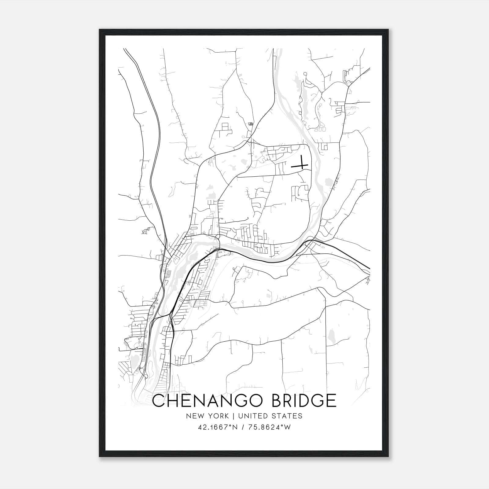 Chenango Bridge New York Map Poster, Modern Home Decor Wall Art Print Chenango Bridge New York Map Poster, Modern Home Decor Wall Art Print