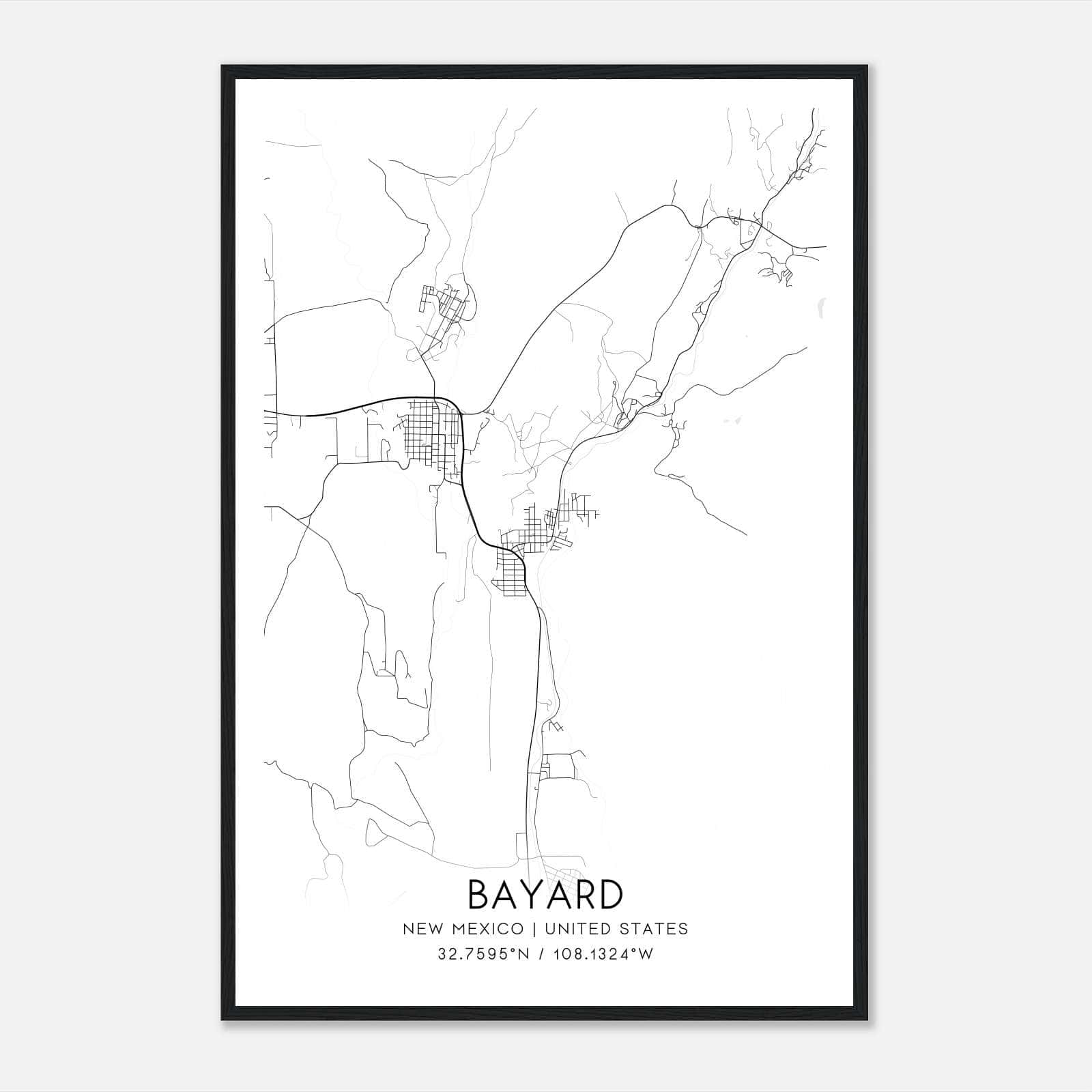 Bayard New Mexico Map Poster, Modern Home Decor Wall Art Print Bayard New Mexico Map Poster, Modern Home Decor Wall Art Print
