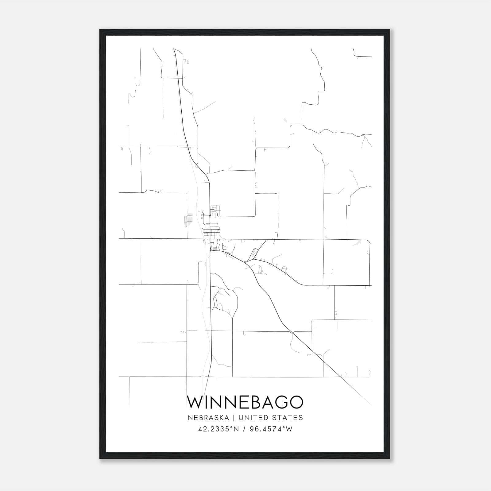 Winnebago Nebraska Map Poster, Modern Home Decor Wall Art Print Winnebago Nebraska Map Poster, Modern Home Decor Wall Art Print