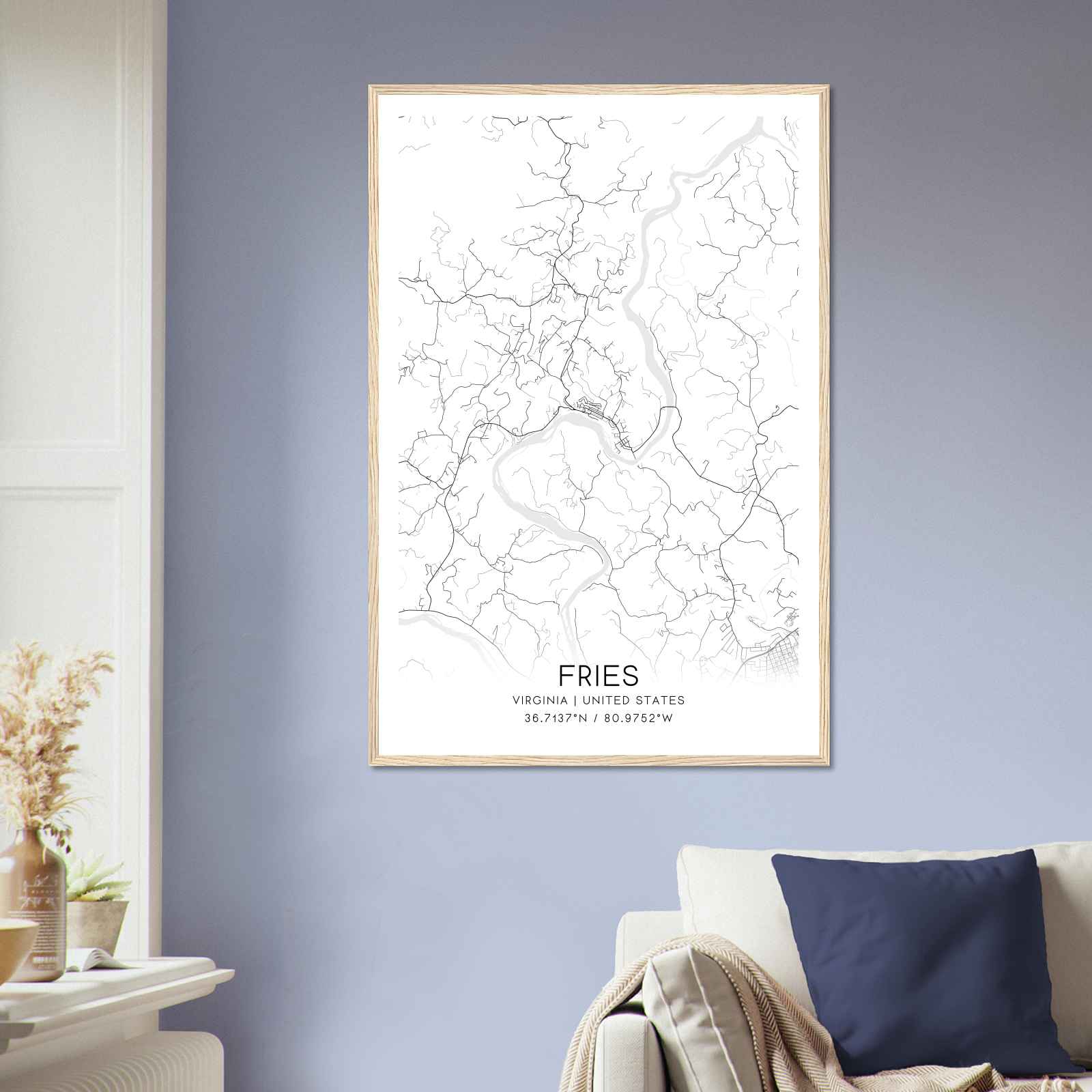 Deerfield Kansas Map Poster, Modern Home Decor Wall Art Print (Copy)