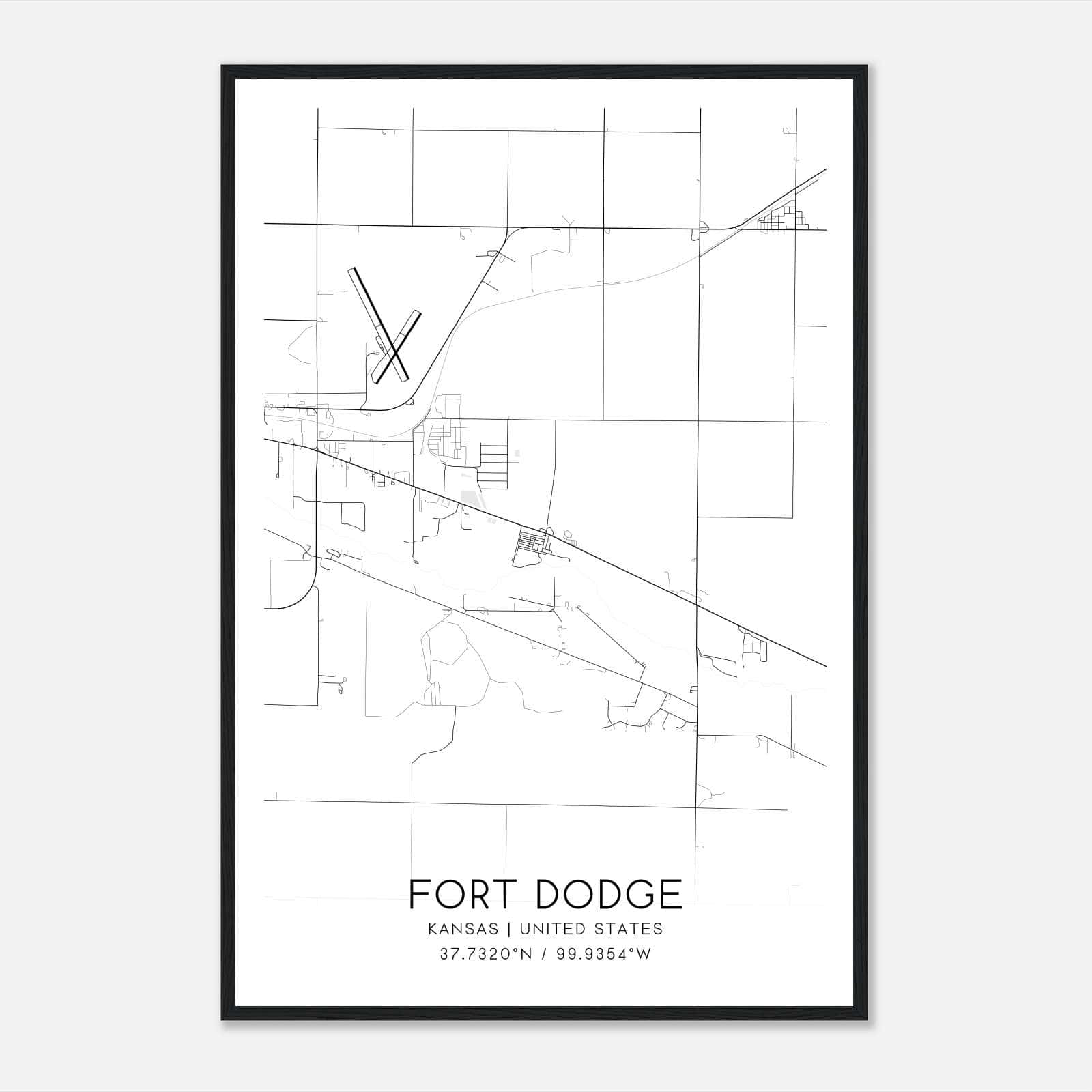 Fort Dodge Kansas Map Poster, Modern Home Decor Wall Art Print Fort Dodge Kansas Map Poster, Modern Home Decor Wall Art Print