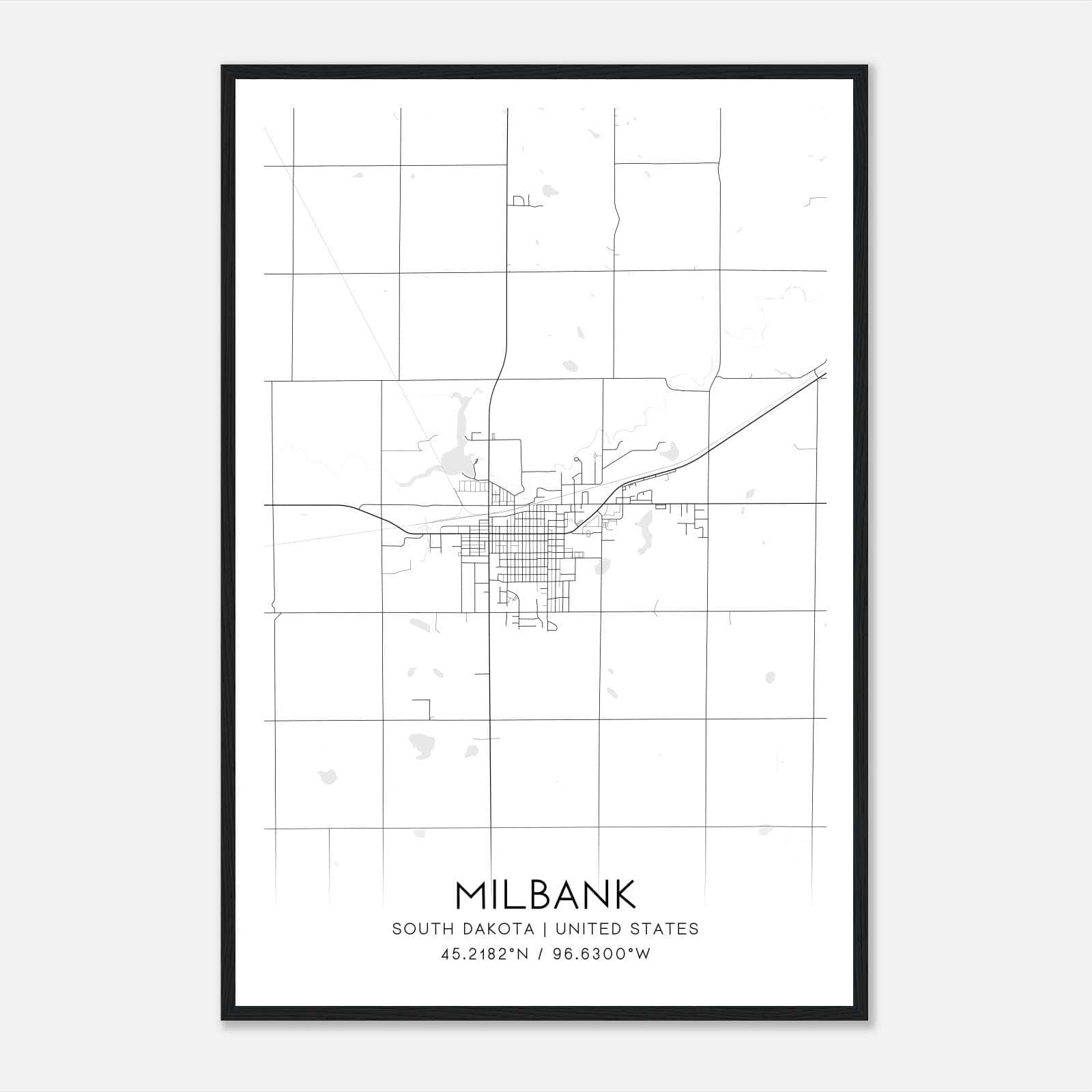 Milbank South Dakota Map Poster, Modern Home Decor Wall Art Print Milbank South Dakota Map Poster, Modern Home Decor Wall Art Print