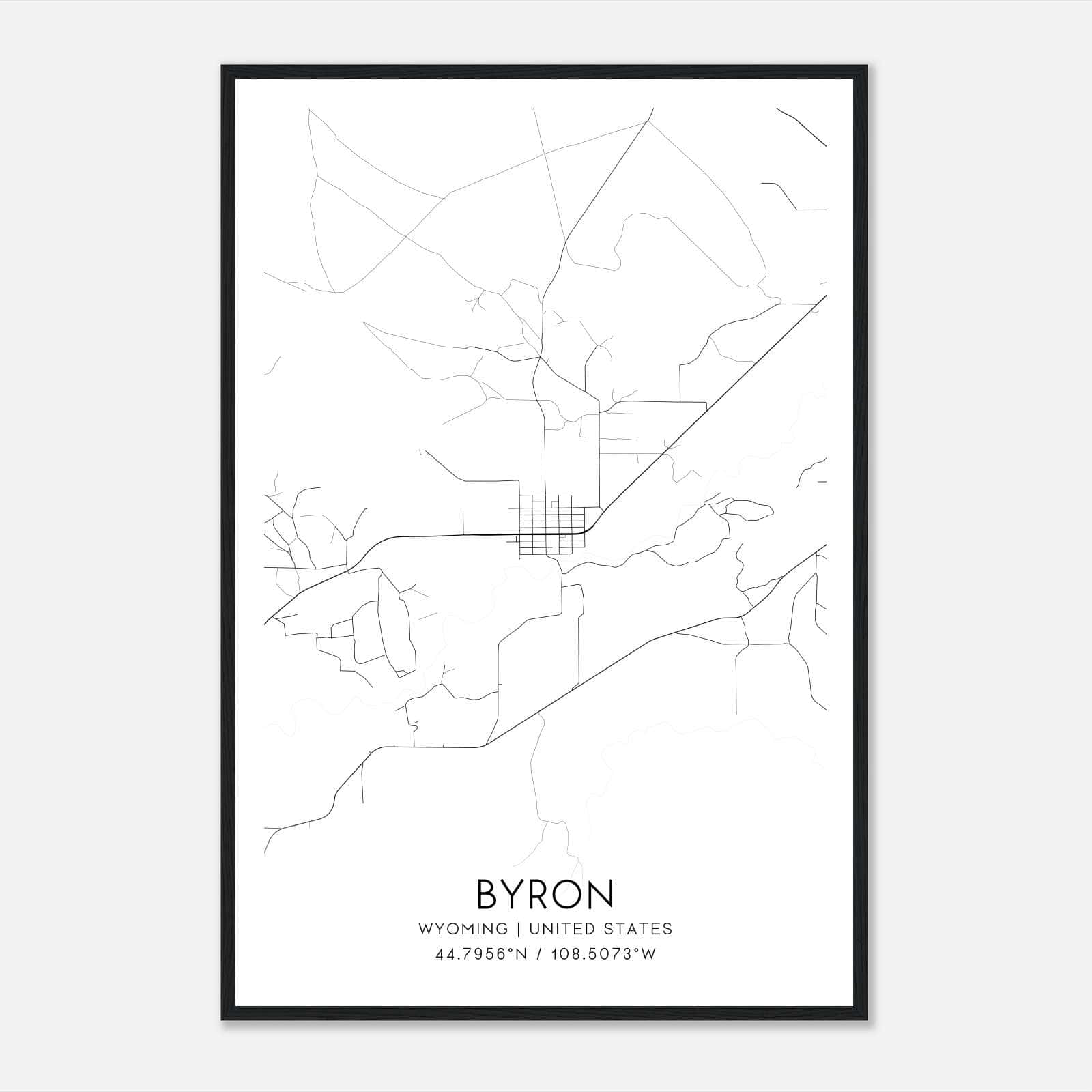 Byron Wyoming Map Poster, Modern Home Decor Wall Art Print Byron Wyoming Map Poster, Modern Home Decor Wall Art Print